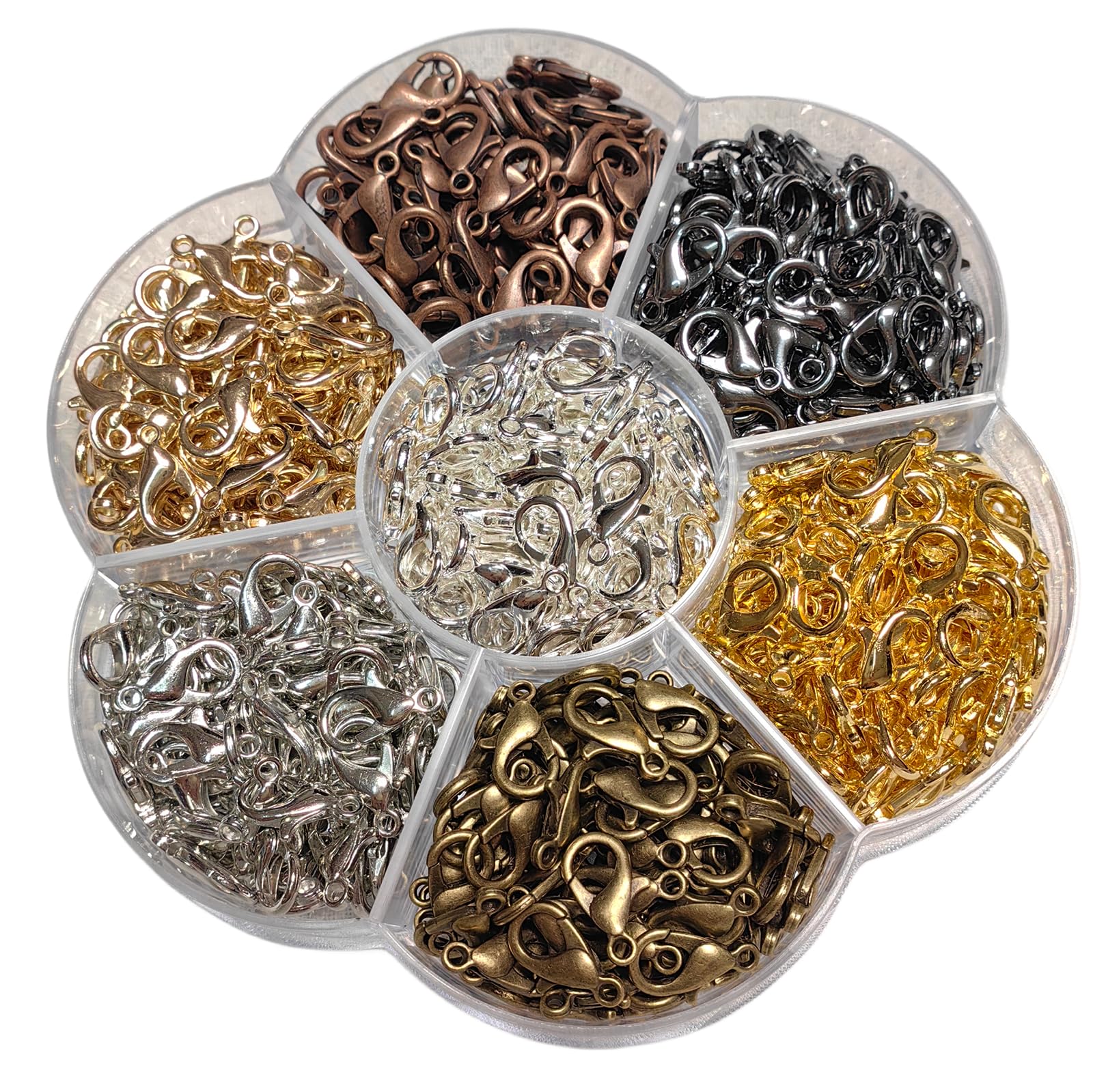 560pcs 7 Color Lobster Clasps for Jewelry Making - 12x7mm Gold Silver Bronze Clasps - DIY Bracelet Necklace Repair & Crafting Supplies - Perfect for Beading, Scrapbooking & Handmade Accessories