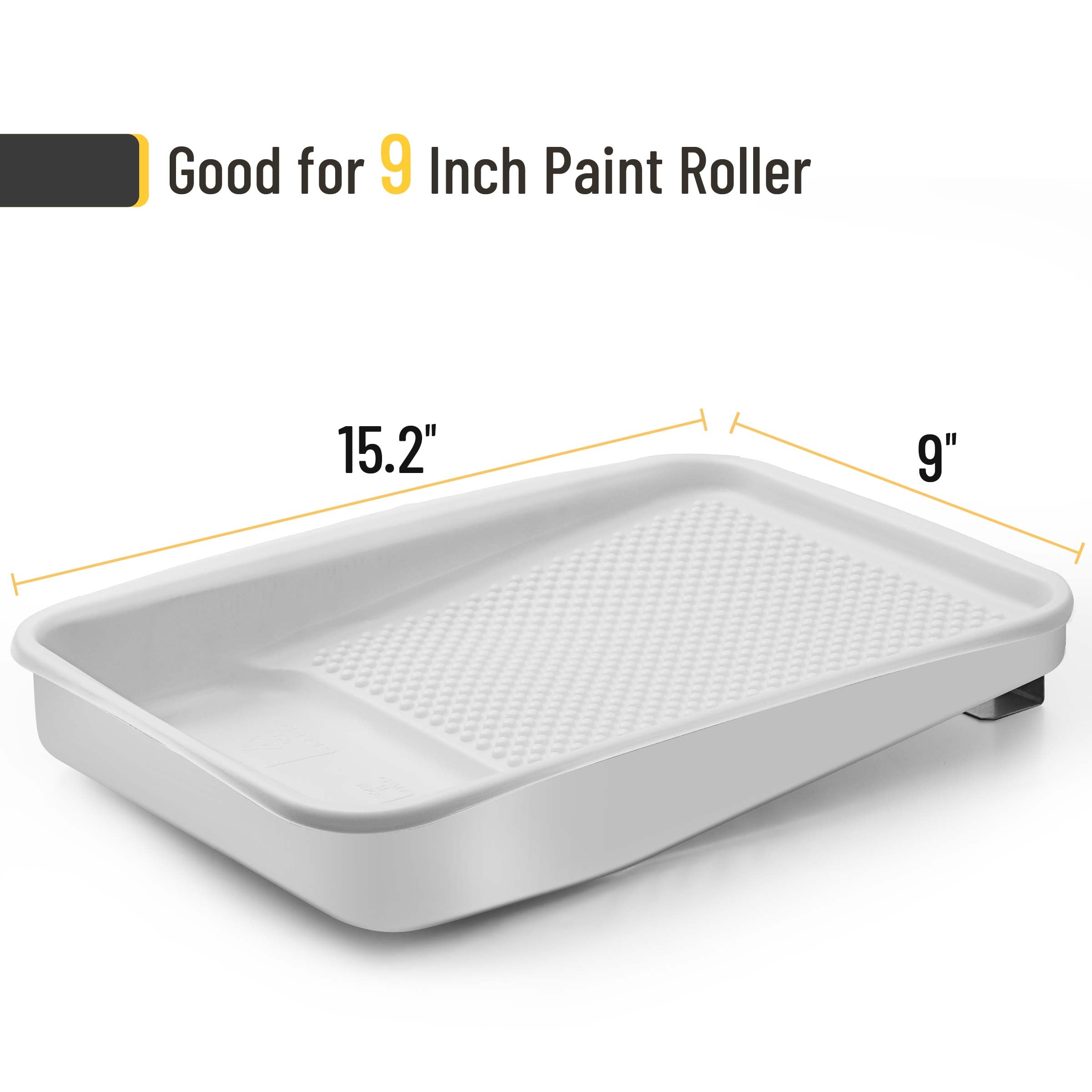 Bates 9 Inch Paint Tray with 10 Disposable Plastic Liners - Professional Wall Painting Roller Tray for DIY Home Projects & Interior Decorating