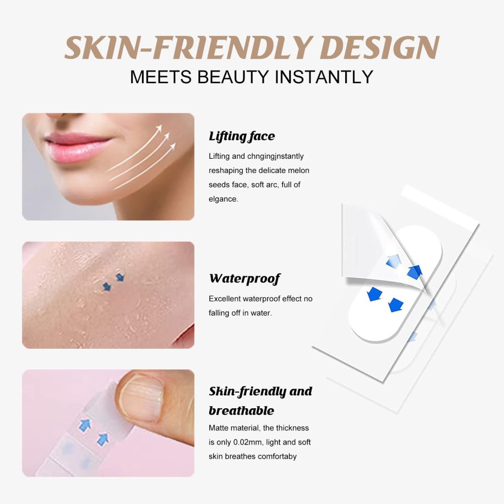 **120 Pcs V-Shape Facial Lifting Patches - Invisible & Waterproof for Quick Chin Lift, Double Chin Reduction & Jawline Contouring - Perfect for Daily Use, Special Events & Skincare Routine**
