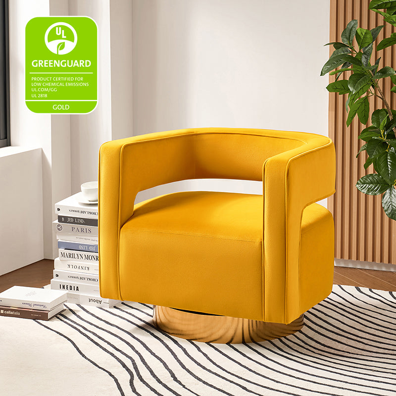 Agata Velvet Swivel Barrel Armchair - Modern Velvet Accent Chair with 360° Rotation for Living Room, Bedroom & Office