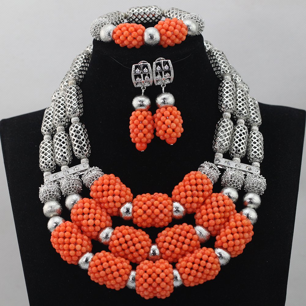 Red Beads Statement Necklace Set for Women | Dubai Gold African Nigerian Beaded Jewelry | Elegant Wedding & Bridal Accessories | Perfect for Special Occasions & Cultural Celebrations