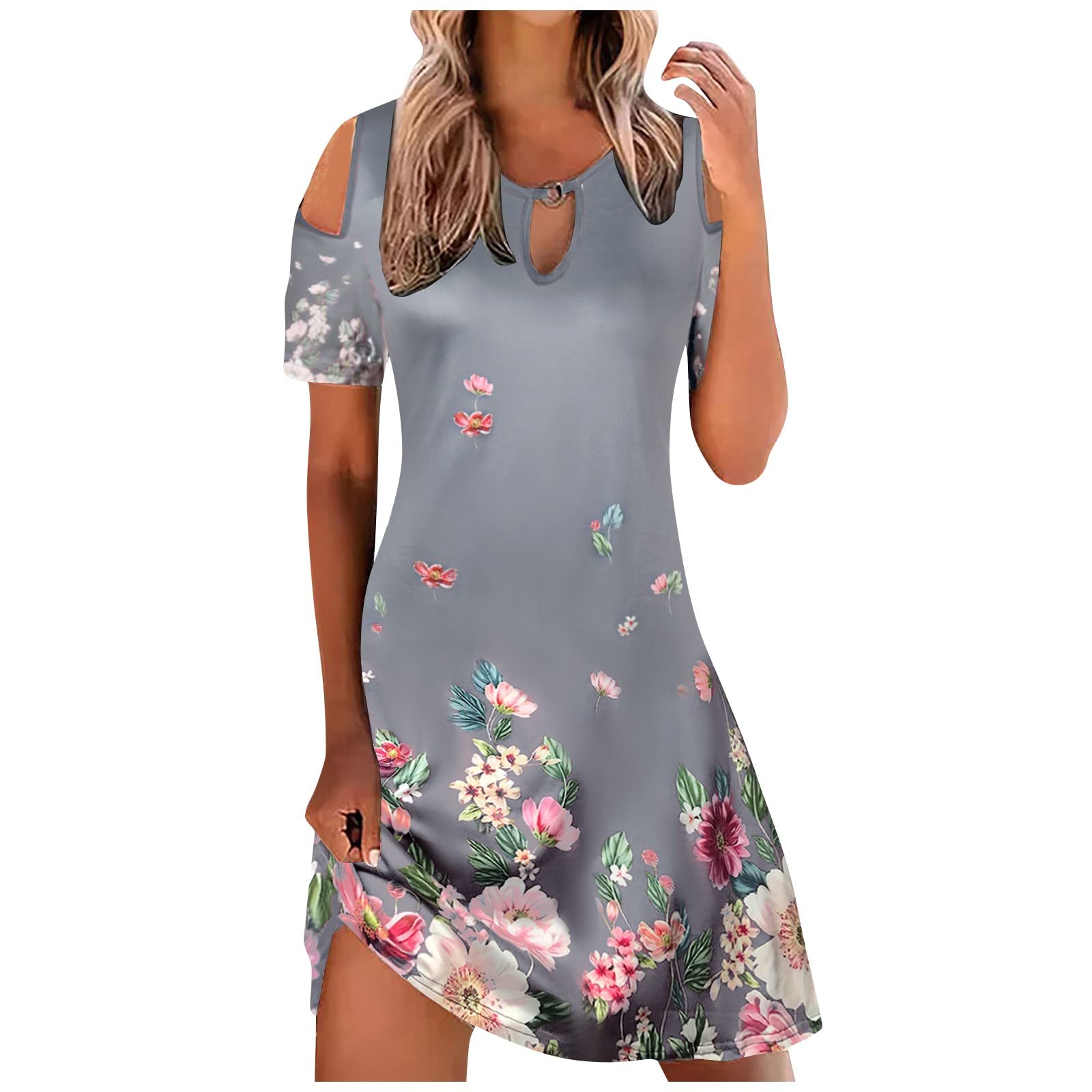 XHJUN Women's Summer Dresses - Sleeveless Mini & Maxi Sundresses, Plus Size Loose Floral Print Strapless Dress 2022 | Beach Vacation, Party, Casual Outfit