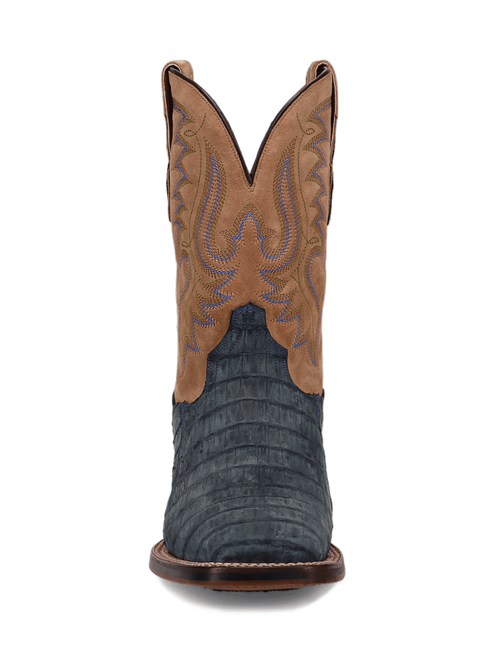 Dan Post DP5014 Men's LEON Caiman Square Toe Boots - Denim Blue Western Cowboy Boots for Riding, Country Fashion & Outdoor Work