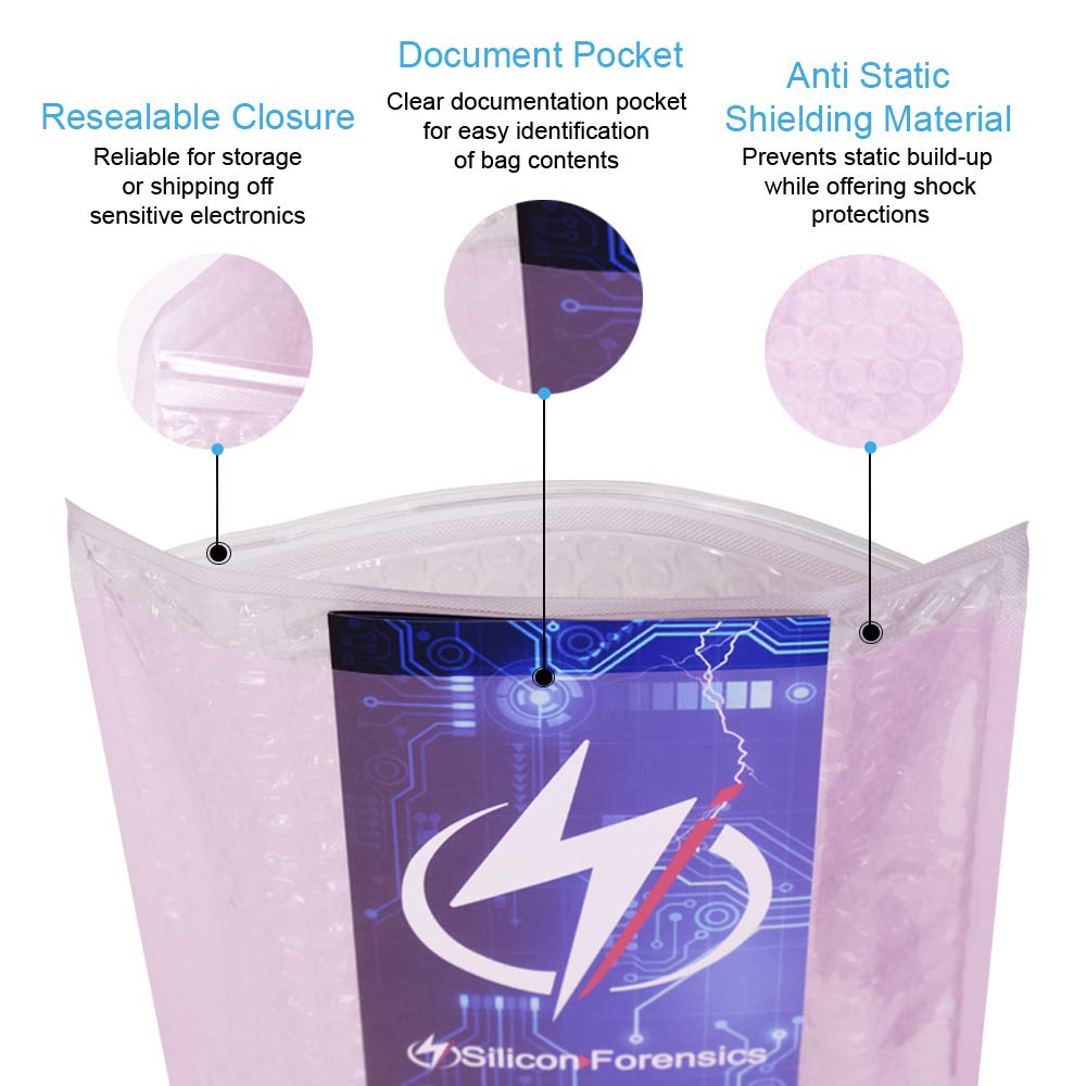 Anti Static Bubble Bags 100 Pack - Reusable Resealable Static Shielding Bags for Sensitive Electronics - ESD Protection for Circuit Boards, Computer Parts & Electronic Components (Pink) - Perfect for Shipping, Storage & Organization