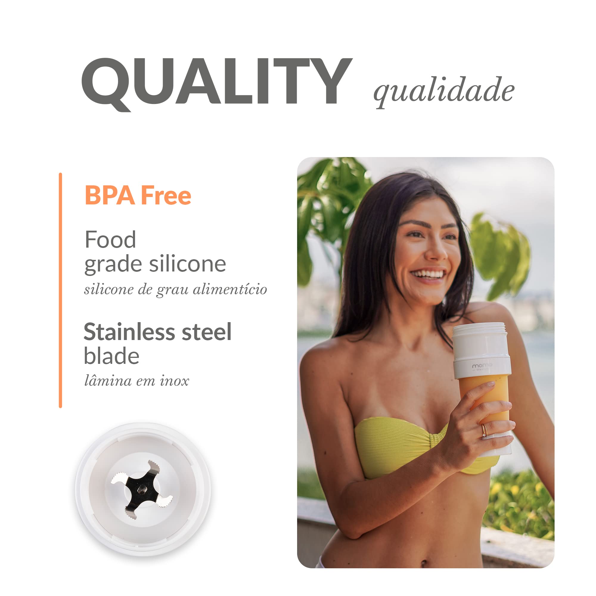 Portable Mini Blender - Wireless Rechargeable Battery Personal Blender for Smoothies, Juices & Shakes - 110V/220V Bivolt - Perfect for Travel, Gym & Office Use - Momo Lifestyle