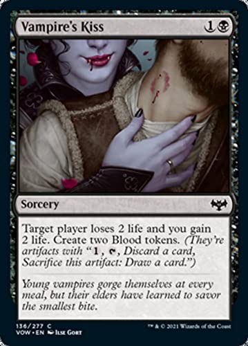 Magic: The Gathering - Vampire's Kiss (136) - Innistrad: Crimson Vow Trading Card - Perfect for MTG Deck Building & Collector's Display