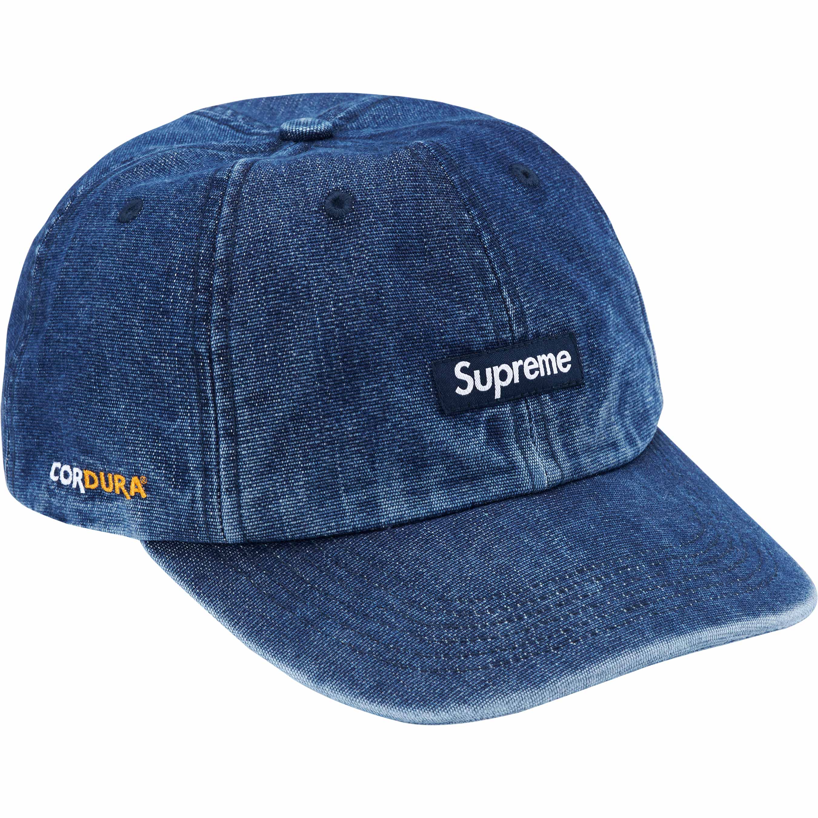 Supreme Cordura® Denim Small Box 6-Panel Hat - Blue Baseball Cap for Men & Women | Streetwear Fashion, Urban Style, Outdoor Activities