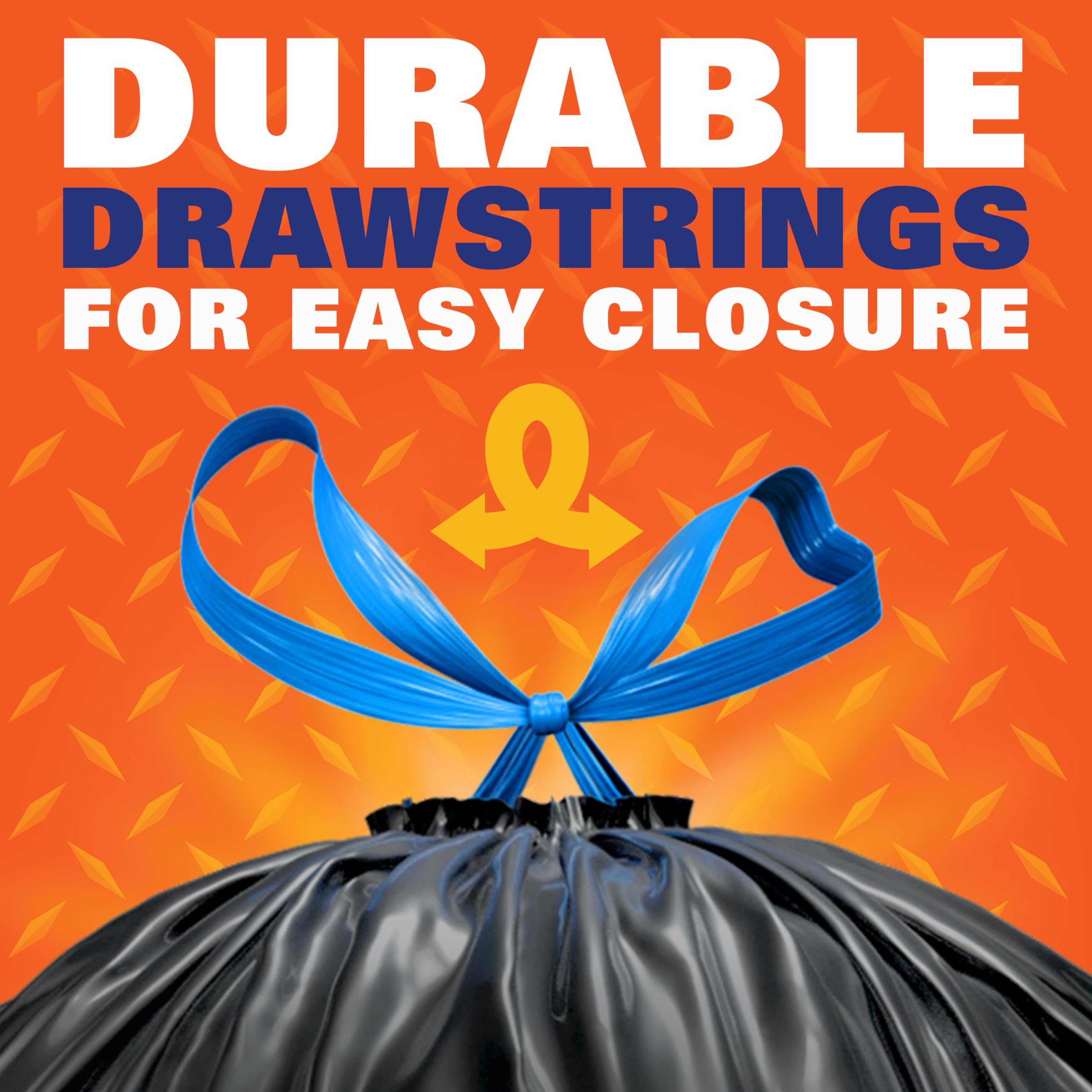 Hefty Strong 30 Gallon Trash Bags - 56 Count | Extra Thick & Durable Drawstring Garbage Bags | Puncture, Leak & Tear Resistant | Black Unscented | Perfect for Kitchen, Office & Outdoor Use