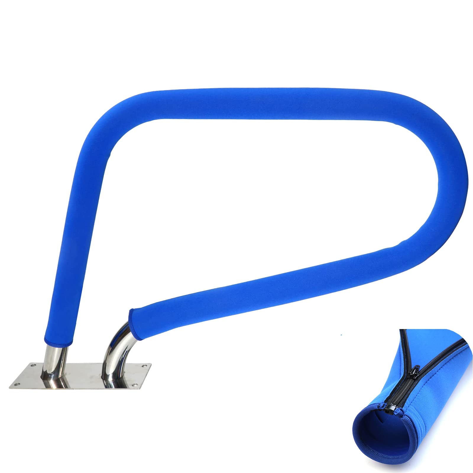 Pool Handrail Cover - Slip Resistant Zippered Hand Grip Rail Cover, Safety Rail Grip Sleeve for Inground Swimming Pools (10ft, Royal Blue) - Perfect for Pool Safety & Deck Protection