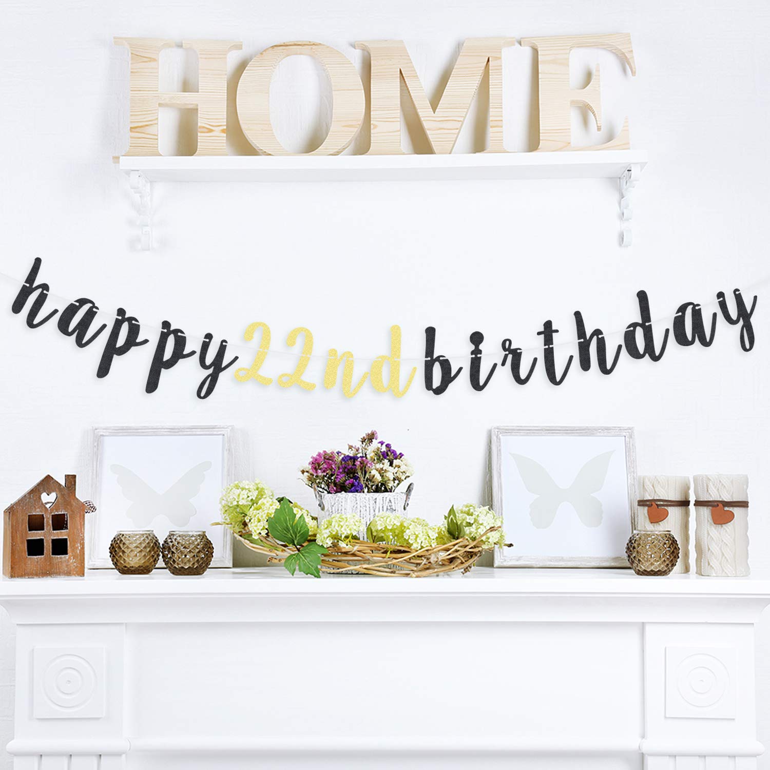 22nd Birthday Party Decorations Set - Cheers to 22 Glitter Garland Banner & Backdrop Sign for Happy 22nd Birthday Celebrations | Perfect for Milestone Birthday Parties, Photo Booths & Social Media Backdrops
