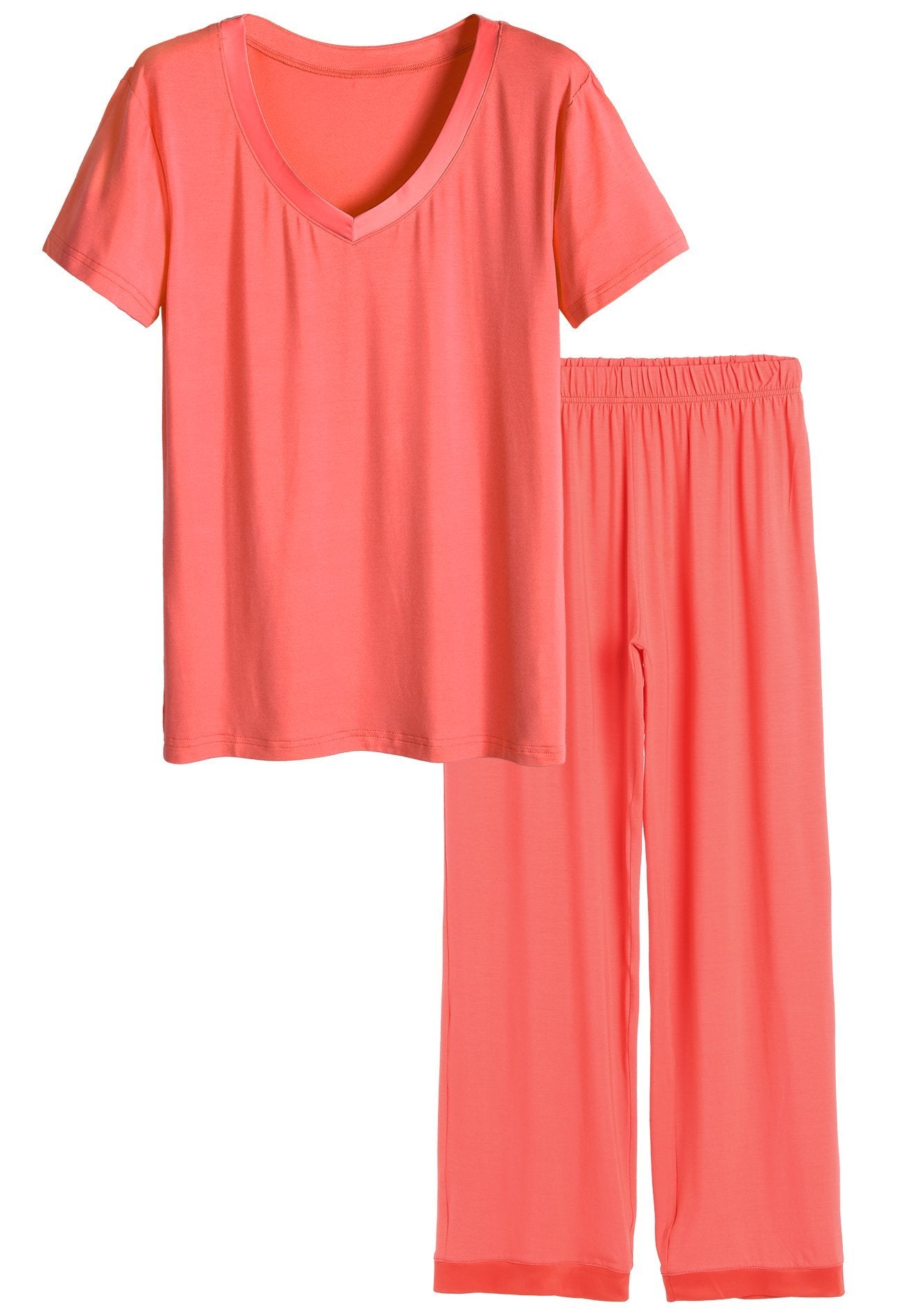 Women's Bamboo Sleepwear Set - Soft Short Sleeve Top & Comfortable Pants Pajamas for Lounge & Nightwear | Eco-Friendly Bamboo Fabric for All-Season Comfort