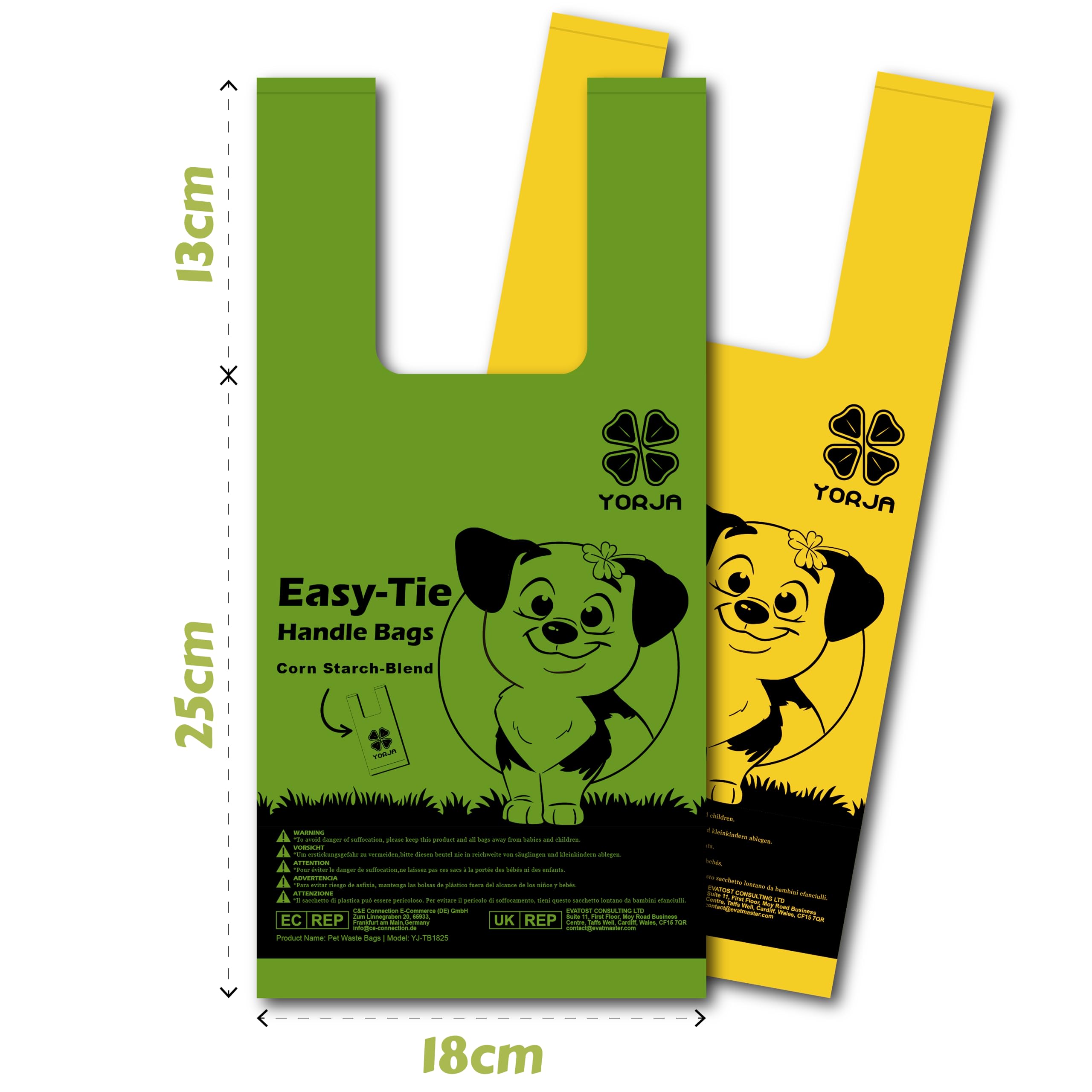 YORJA 280 Biodegradable Dog Poop Bags with Tie Handles | USDA Certified OK Biobased | Extra Thick Leak-Proof Pet Waste Bags for Easy Cleanup | Perfect for Park Walks, Backyard Cleanup & Travel