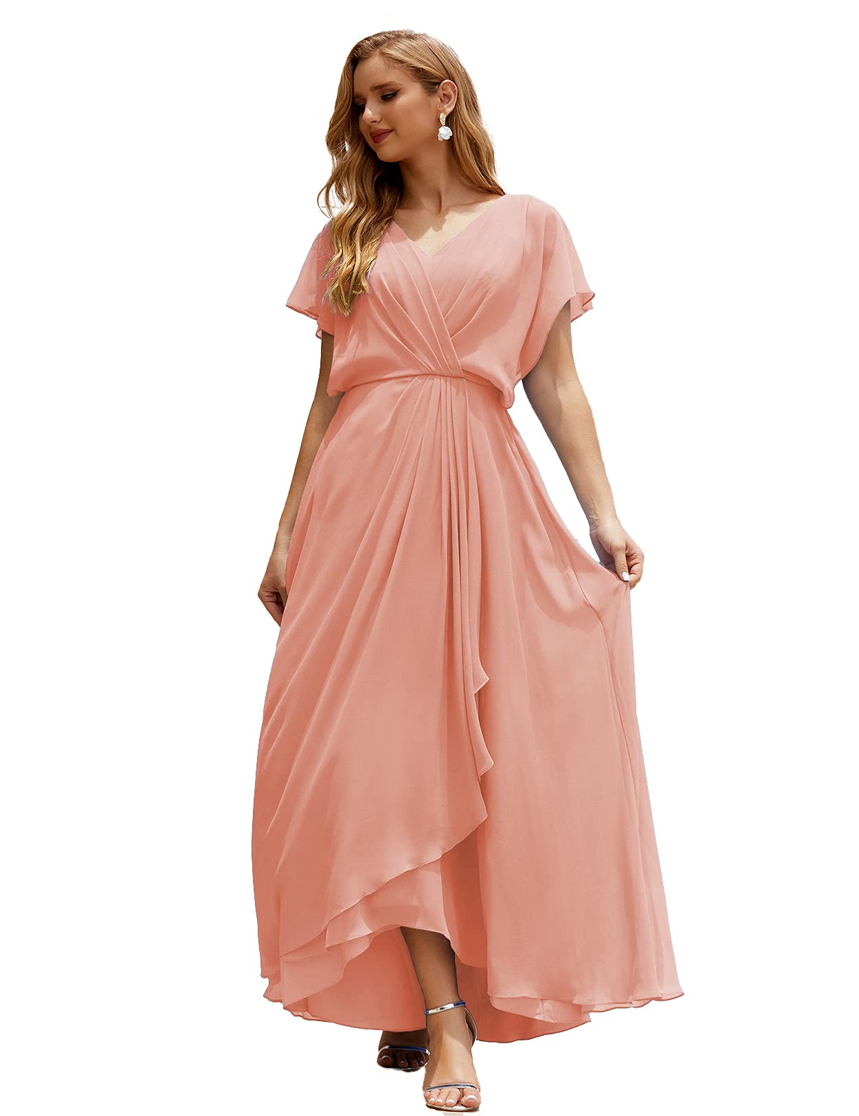 Numbersea Women's Elegant Dolman Sleeve Homecoming Dress - Formal Prom Gown for Wedding Guests & Bridesmaids - Perfect for Evening Galas, Cocktail Parties & Special Occasions