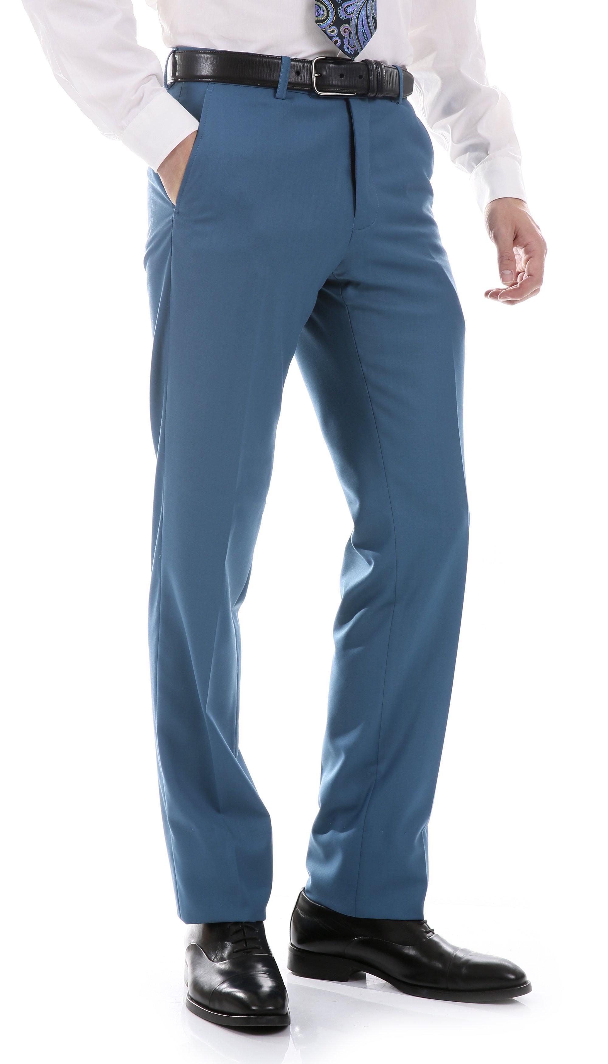 Oslo Collection Slim Fit 2-Piece Suit for Men - Teal Blue Business Formal Attire | Perfect for Weddings, Office Meetings & Special Occasions