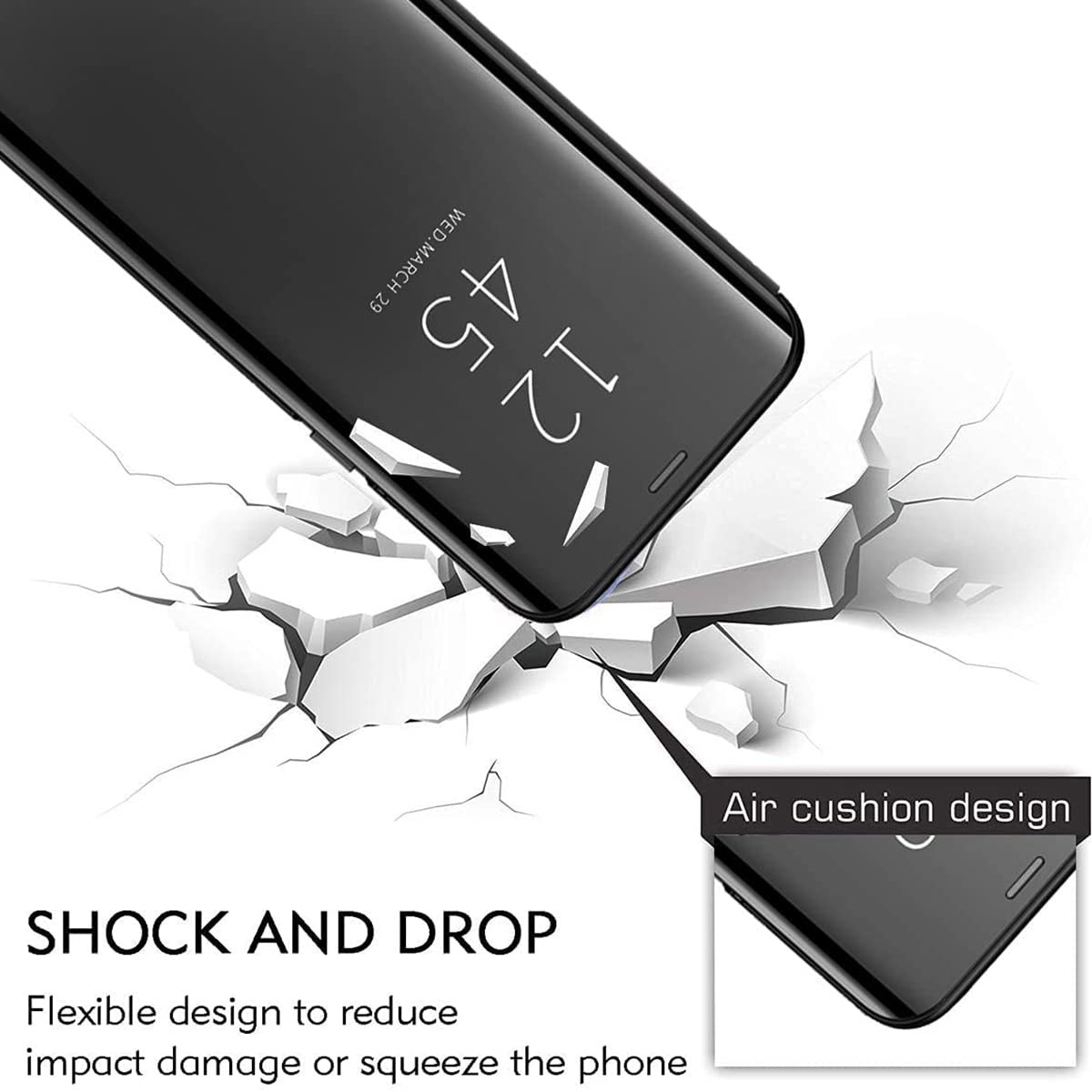Huawei Mate 40 Pro Phone Case - Mirror Flip Stand Cover with Shockproof Protection, PC/PU Translucent Clear View Case for Huawei Mate 40 Pro (Black) | Perfect for Work, Travel & Daily Use