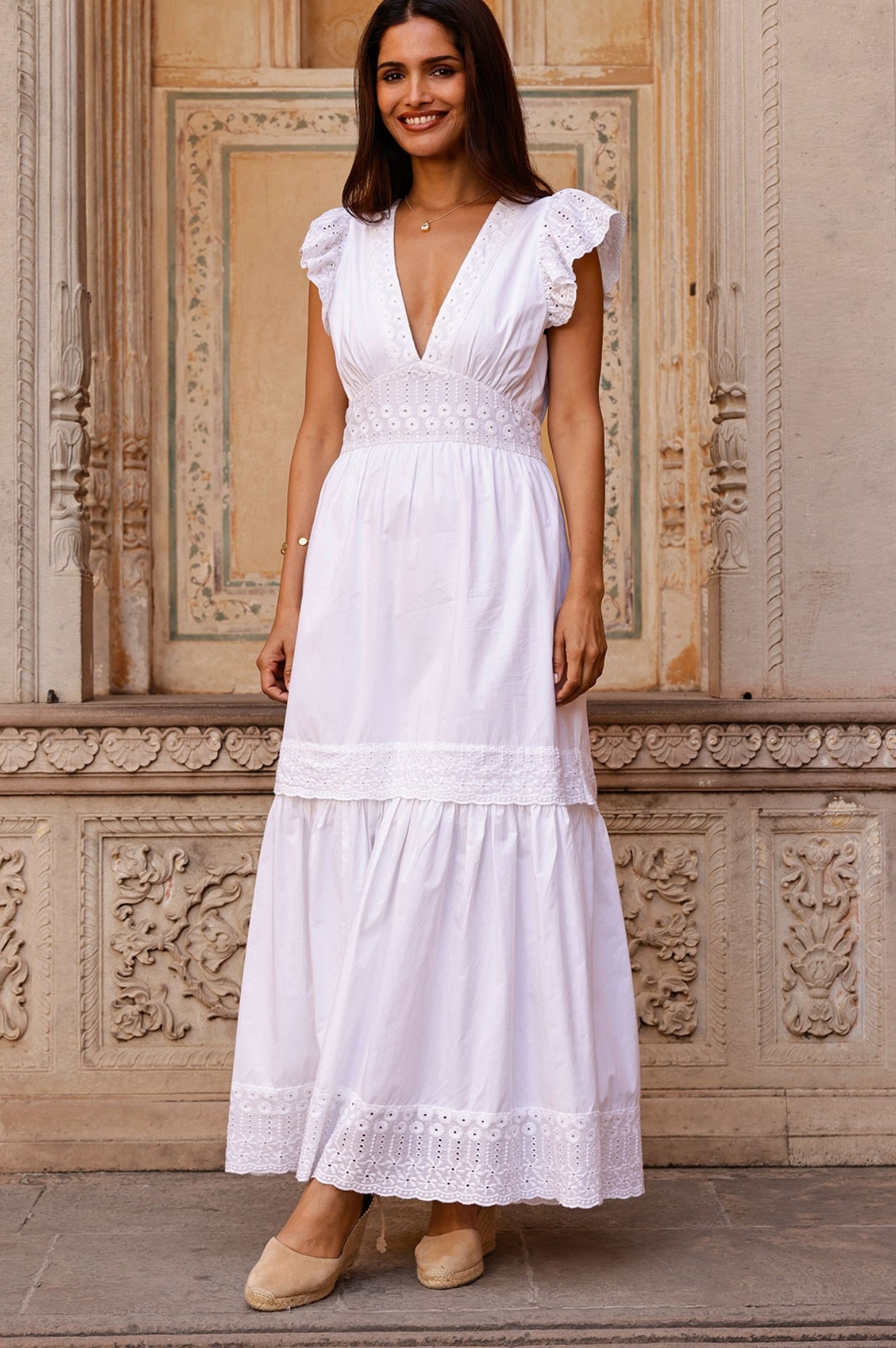 Pippa Embroidered White Dress for Women | Elegant Floral Lace Summer Dress | Perfect for Weddings, Parties & Special Occasions