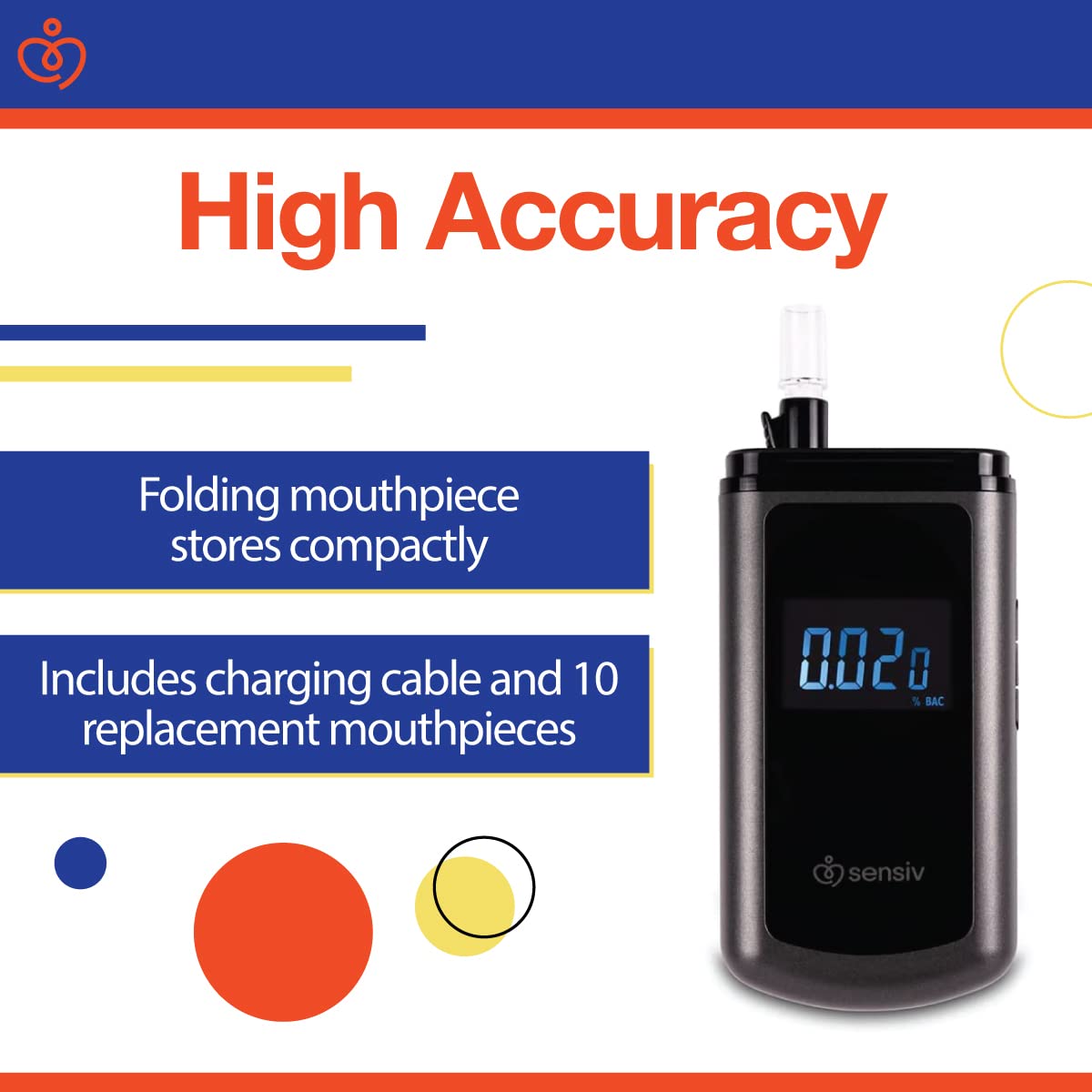 Professional Breathalyzer - Accurate Portable Alcohol Tester for Personal & Workplace Safety | Perfect for Drivers, Partygoers & Safety Checks