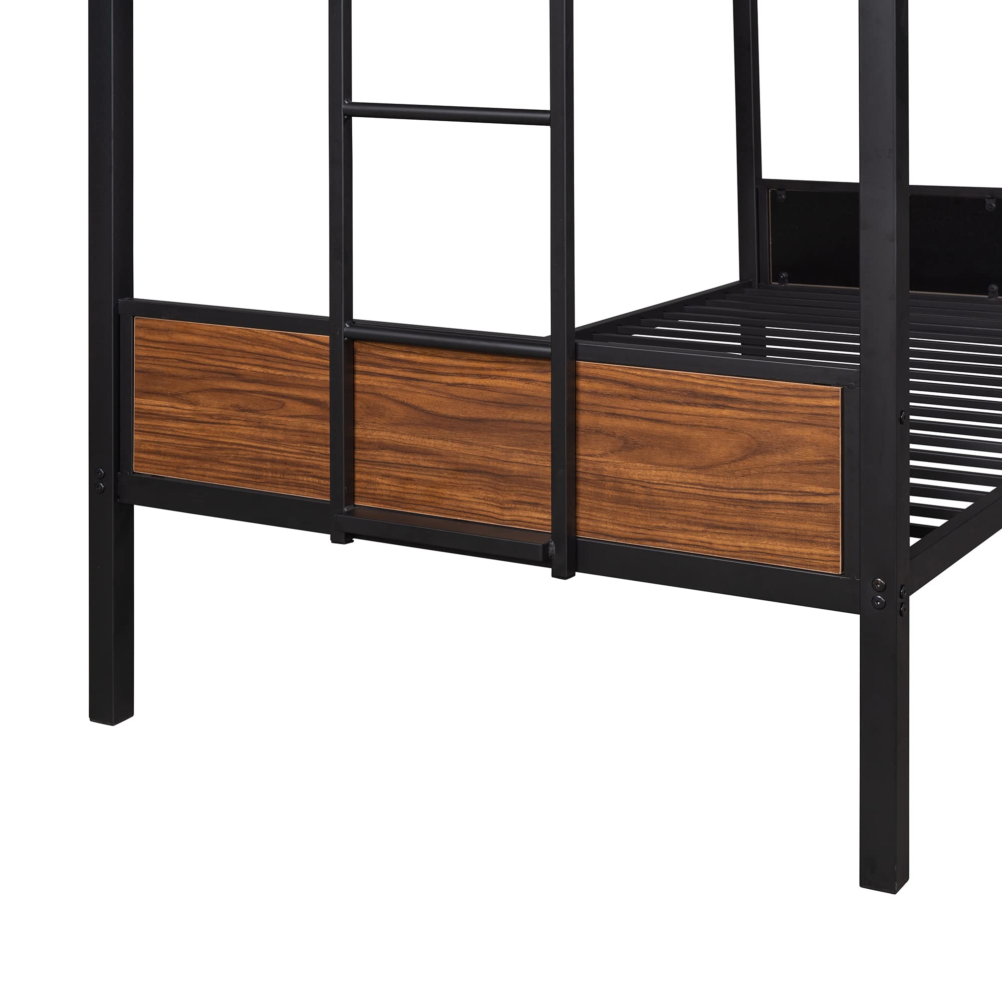 Modern Twin-Over-Twin Metal Bunk Bed with Safety Rail & Ladder - Sturdy Steel Frame Bunk Bed for Kids, Teens & Adults - Perfect for Small Bedrooms, Dorm Rooms & Guest Rooms
