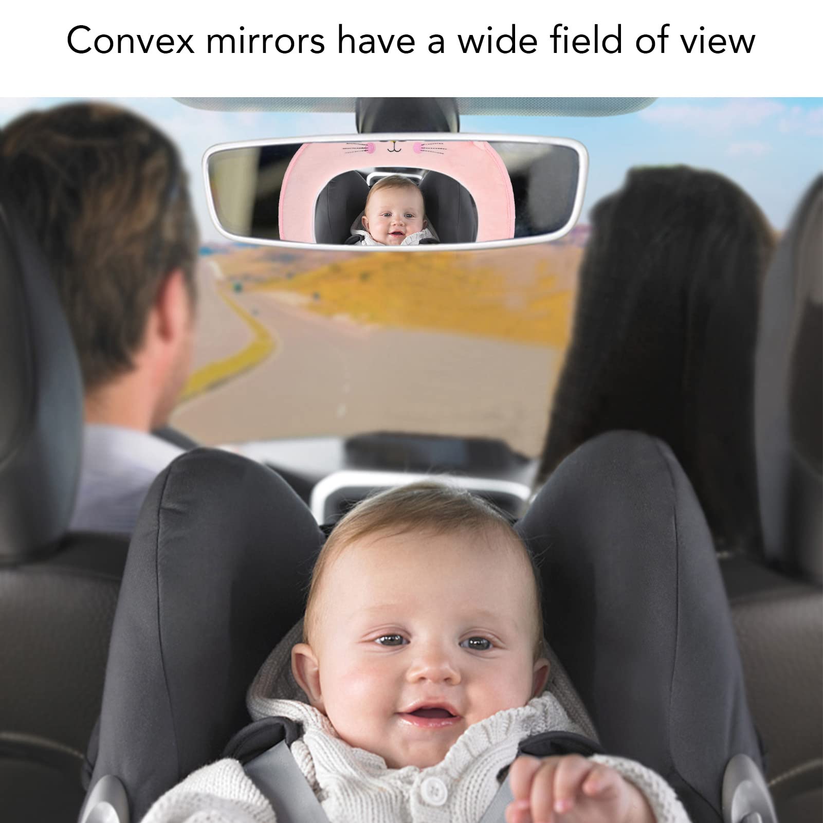 Baby Car Mirror - Acrylic Rearview Mirror for Child Safety Seat, Cartoon Cat Design - Perfect for Monitoring Baby in Backseat While Driving