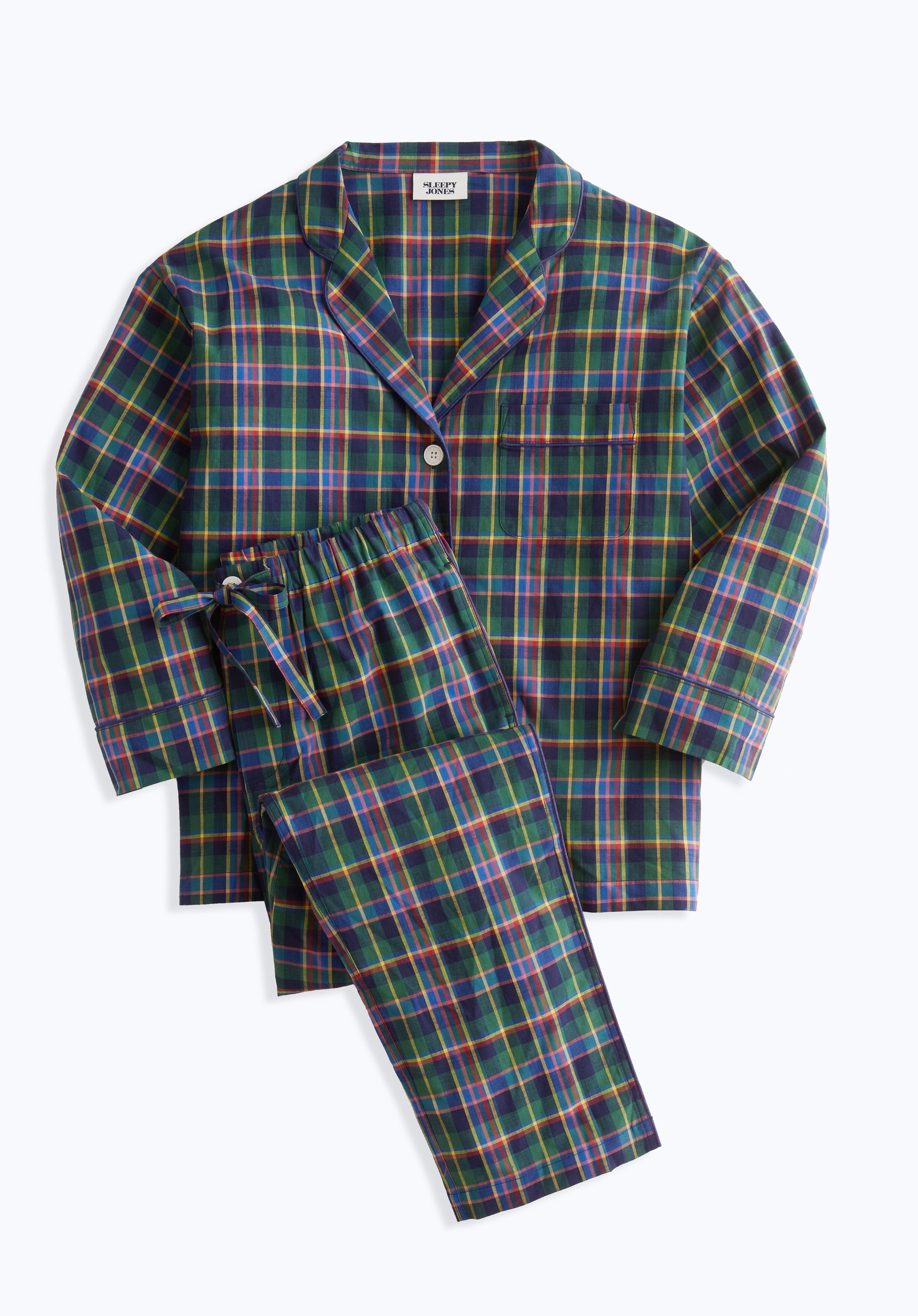 Marina Pajama Set - Soft Cotton Madras Plaid Sleepwear for Women | Cozy Lounge & Sleepwear for Home Relaxation