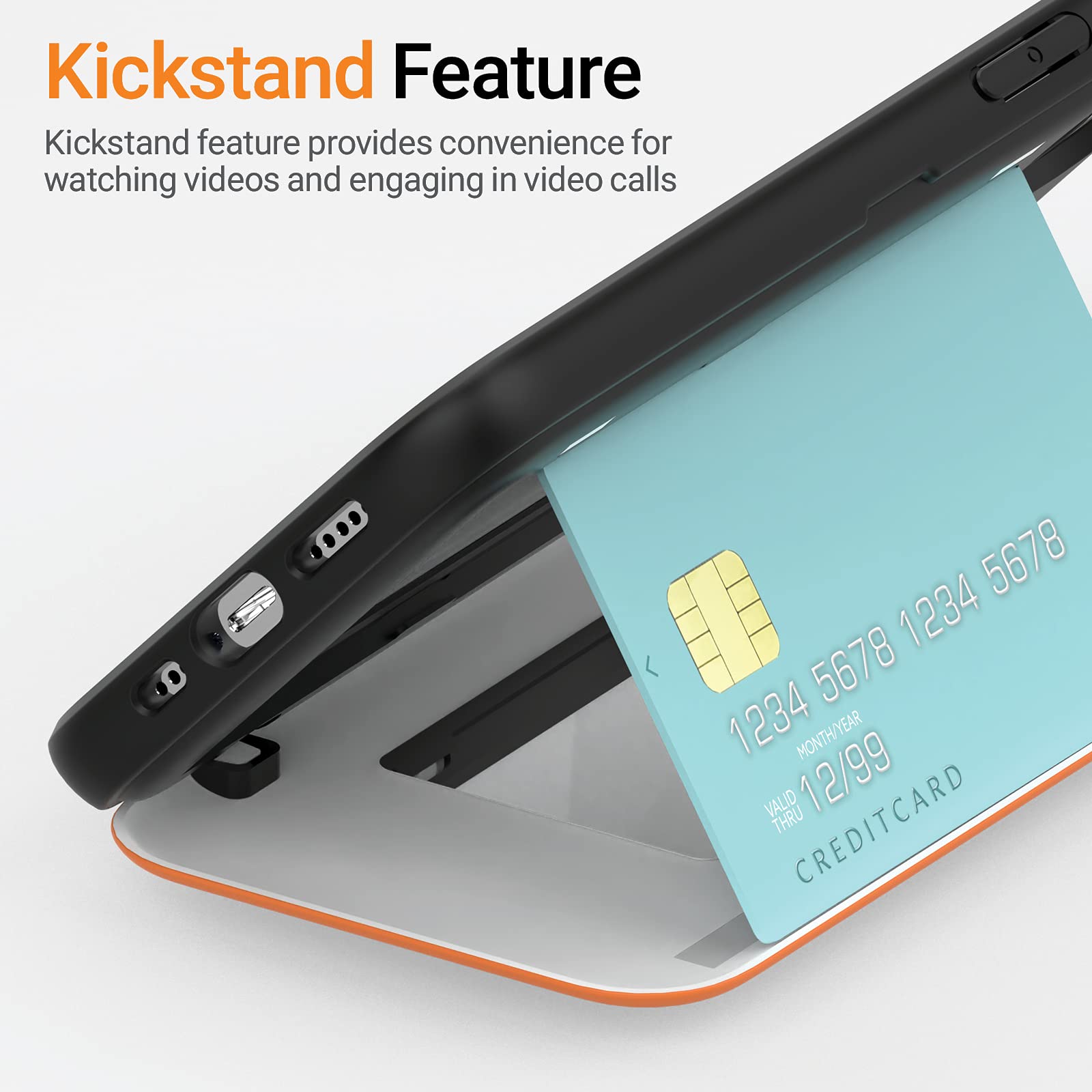 JUST4YOU Magnetic Wallet Case for iPhone 12 Pro Max - Auto Closure with Card Holder & Hidden Mirror, Shockproof Bumper Cover (Orange) | Perfect for Everyday Use, Travel & Hands-Free Convenience
