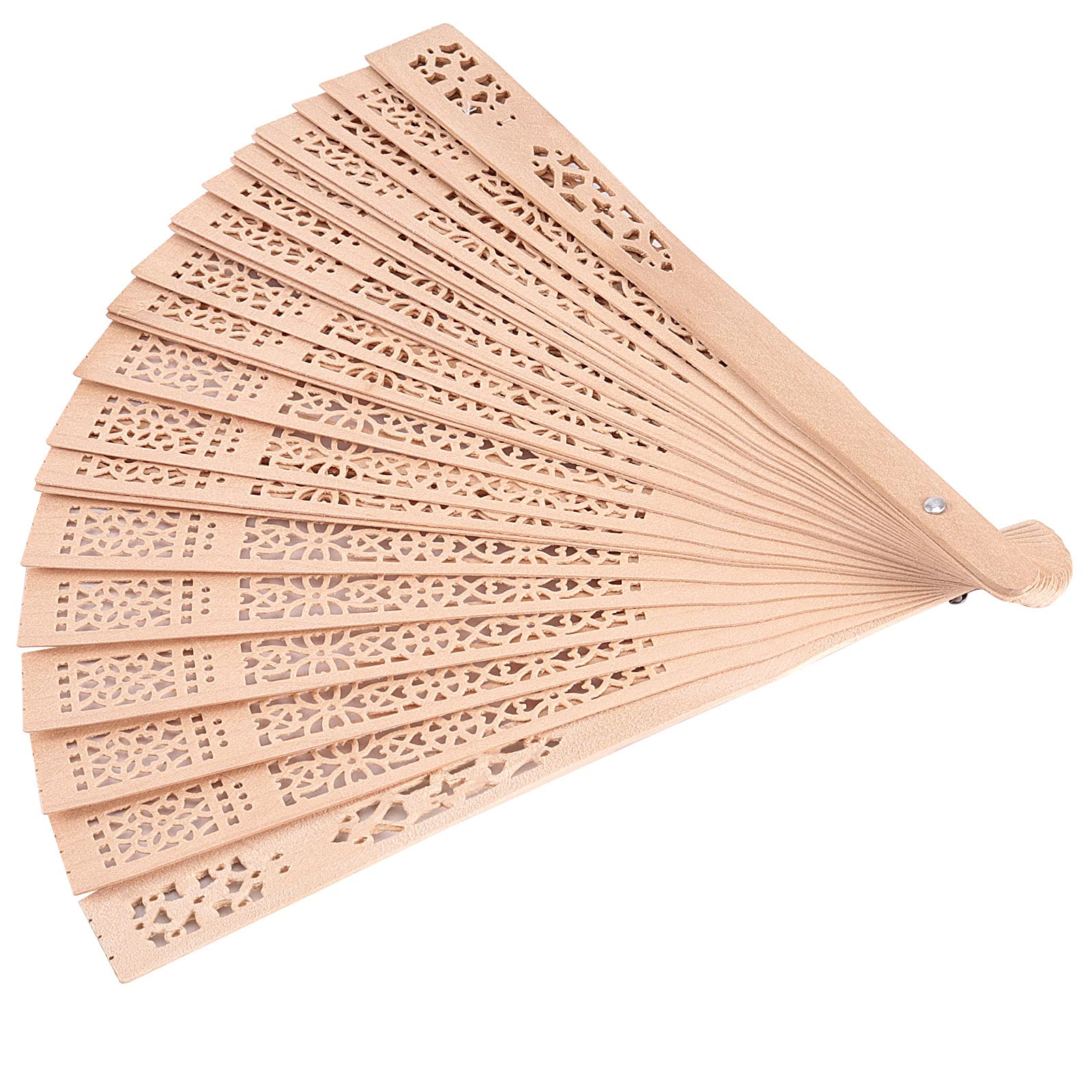HOIGON 30 Pack 8 Inch Sandalwood Folding Hand Fans - Bulk Wooden Wedding Fans for Guests, Party Favors, Gifts, Dance Performances & Home Decor - Perfect for Weddings, Bridal Showers, Cultural Events & Summer Cooling