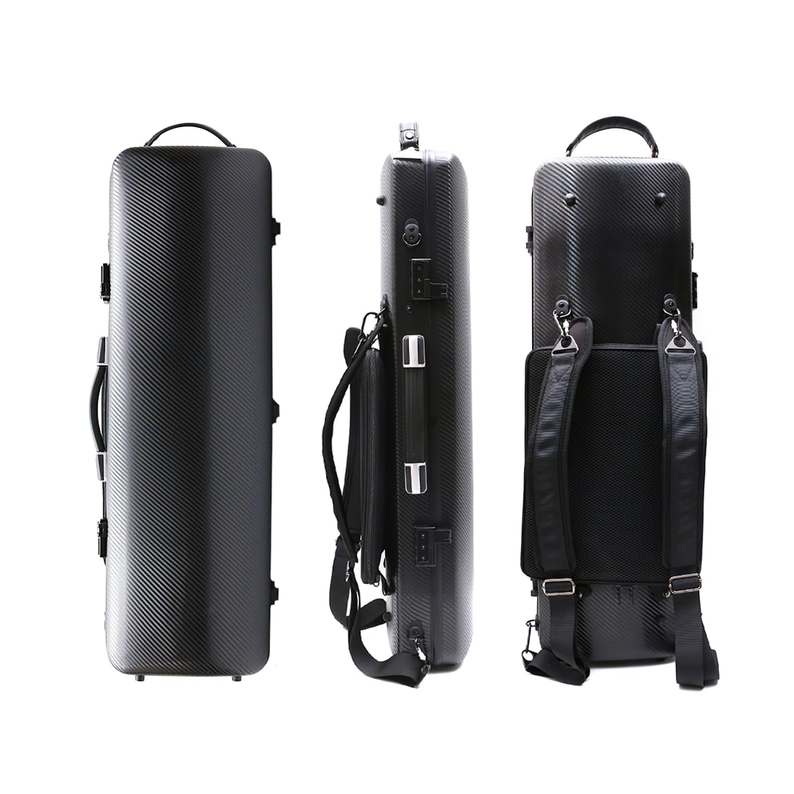 Premium 4/4 Full Size Carbon Fiber Violin Case - High Strength Hard Shell with Durable Handles & Backpack Straps - Includes Music Sheet Bag & Combination Lock (Black) - Perfect for Professional Musicians, Travel & Music School Use