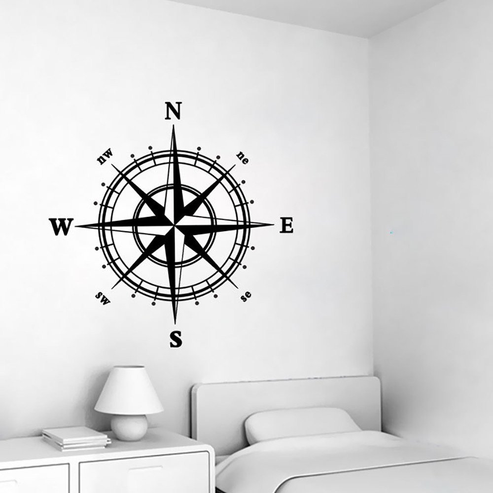 Celendi Compass Travel Map Wall Stickers & Murals - Vinyl Wall Decals for Bedroom, Kitchen, Home Decor - Perfect for Adventure Themed Rooms and Travel Lovers
