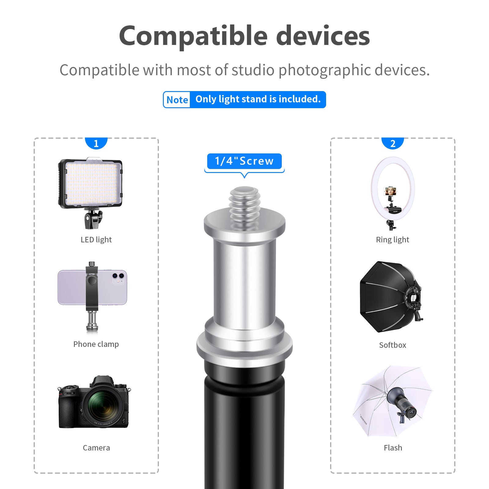 NEEWER ST 190 190cm Professional Photography Light Stand for Studio, Portrait, and Video Shooting - Heavy Duty Aluminum Tripod with Air Cushion for Stability