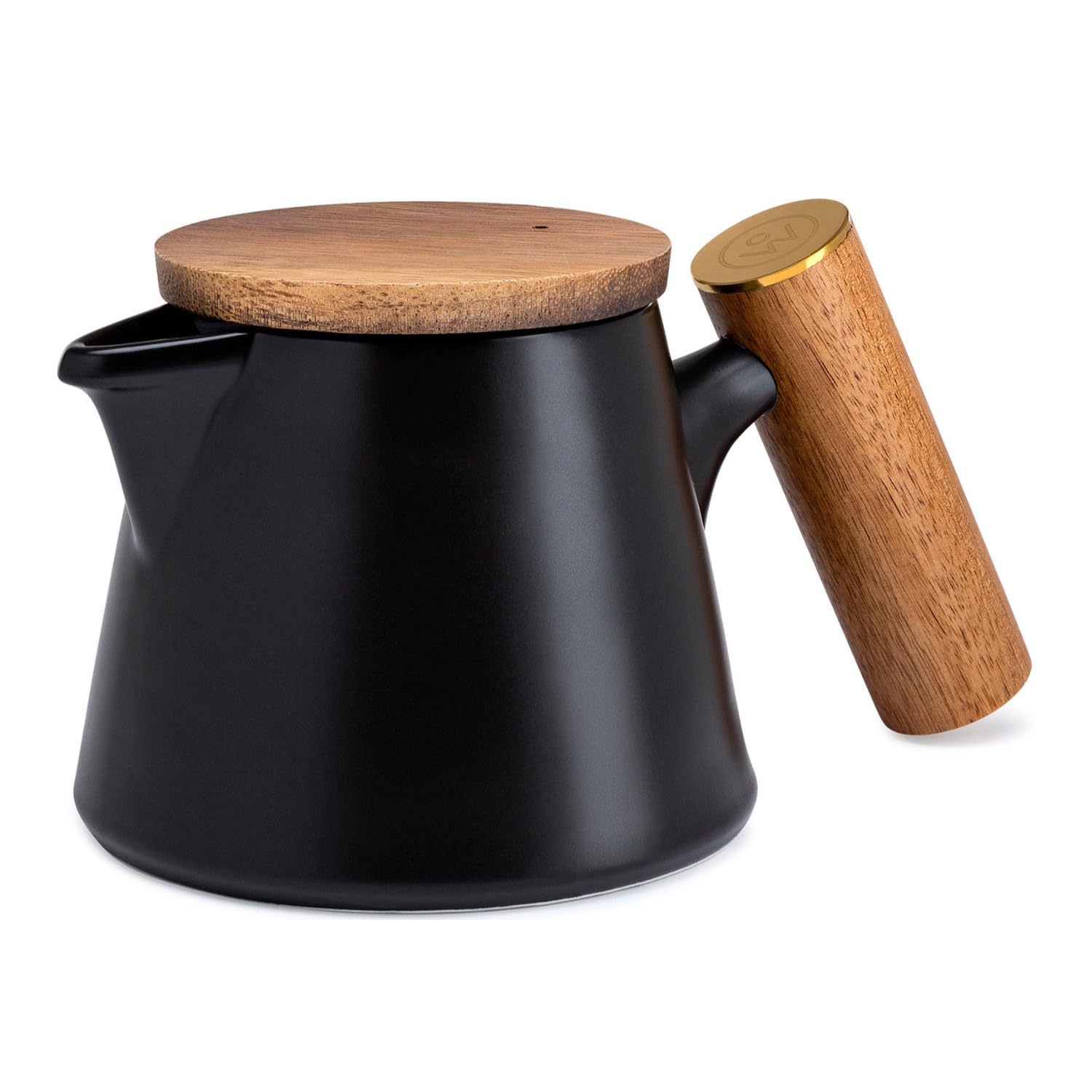 Premium Matte Black Ceramic Tea Pot Set with Stainless Steel Infuser & 2 Matching Mugs - Elegant Tea Brewing Gift for Home, Office or Restaurant Use