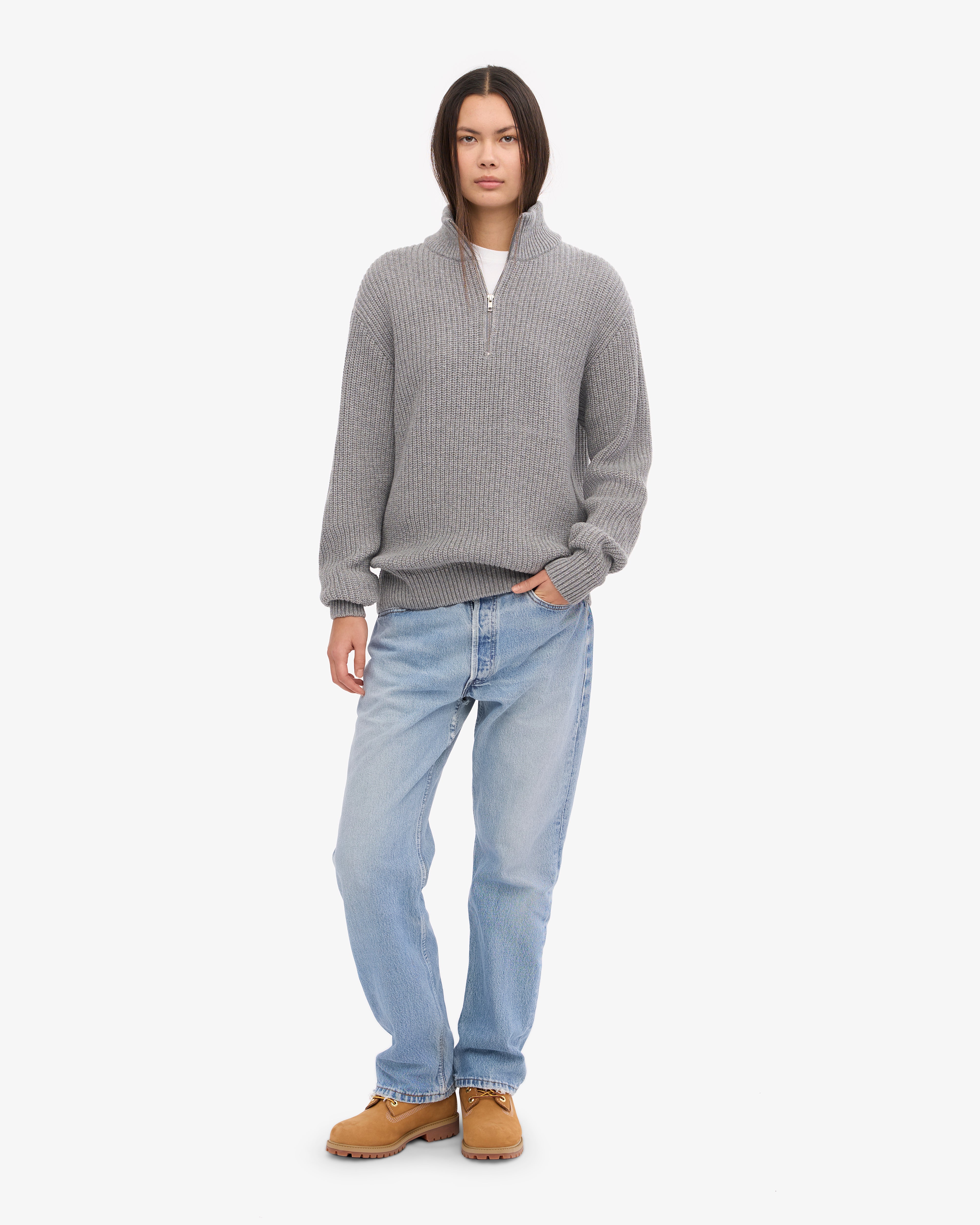 Premium Merino Wool Quarter Zip Sweater for Men & Women - Heather Grey - Comfortable & Breathable for Outdoor Activities & Casual Wear