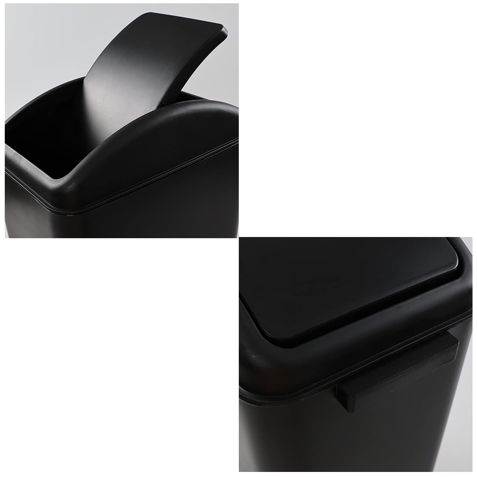 4.5 Gallon Swing Top Trash Bin with Lid - 3 Pack Black Plastic Garbage Cans for Kitchen, Bathroom & Office Waste Disposal