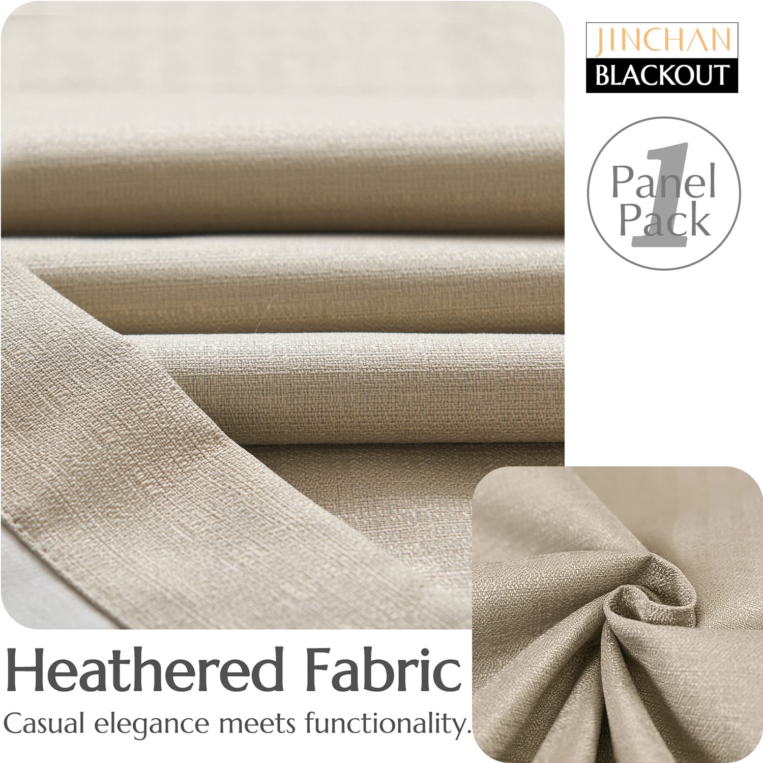 Blackout Curtains for Bedroom & Living Room - 96 Inch Long Thermal Insulated Room Darkening Curtains with Grommet Top, Beige (1 Panel, 50