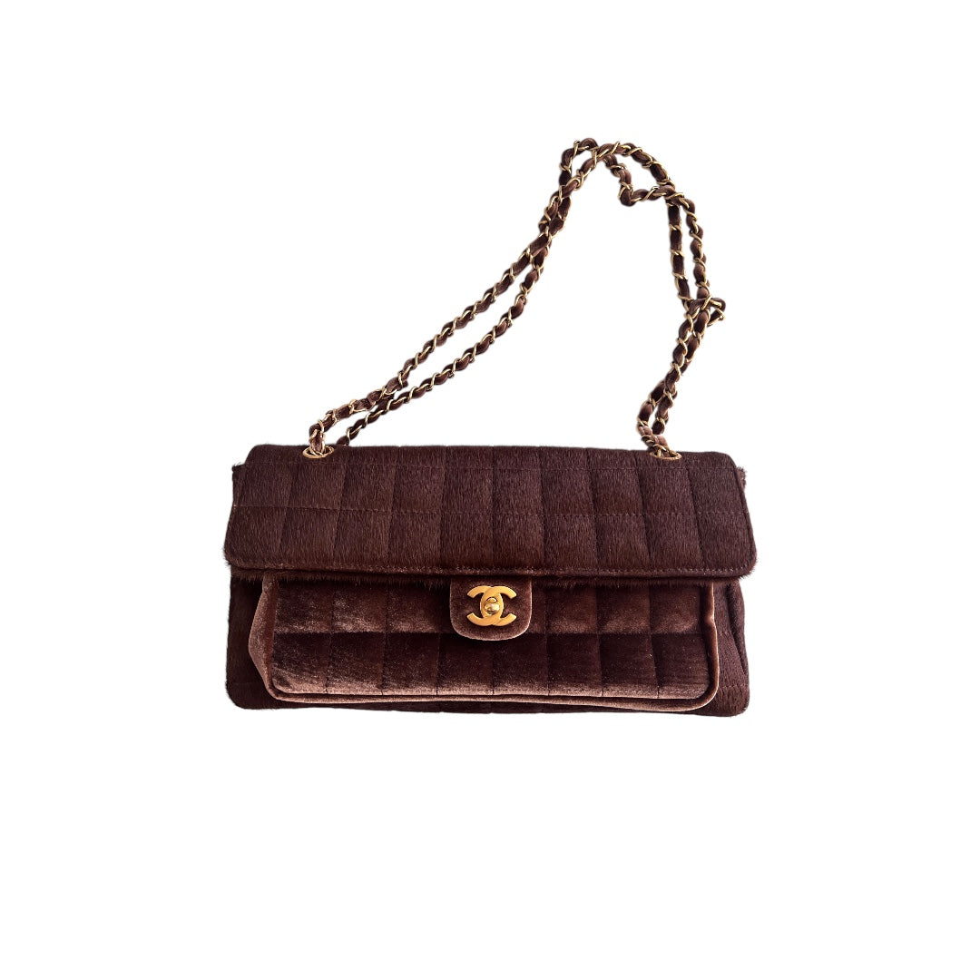 Chanel Pony Hair & Velvet Chocolate Bar Flap Bag - Luxury Designer Handbag for Women | Perfect for Evening Parties, Date Nights & Special Occasions