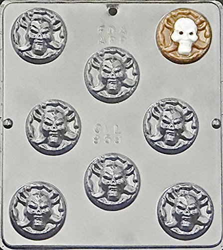 Halloween Pirate Skull Coin Candy Mold 959 - Premium Silicone Candy Molds for DIY Chocolate, Gummies & Soap Making - Perfect for Halloween Parties, Pirate Themed Events & DIY Crafts