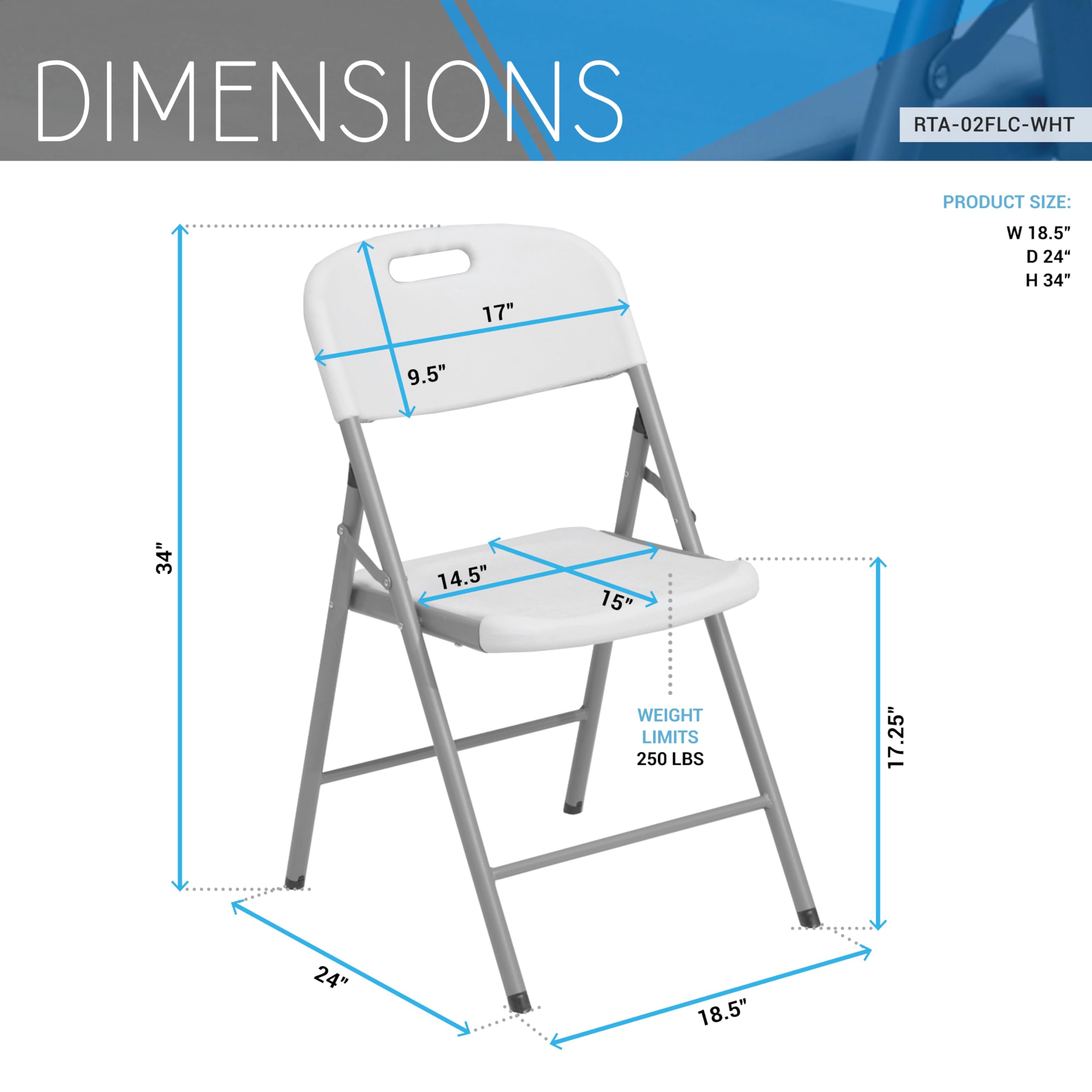 Premium Comfort Granite White Folding Chairs - Ergonomic & Durable Stackable Chairs for Home, Office, Wedding, Party, Camping - Set of 4 Indoor Outdoor Use