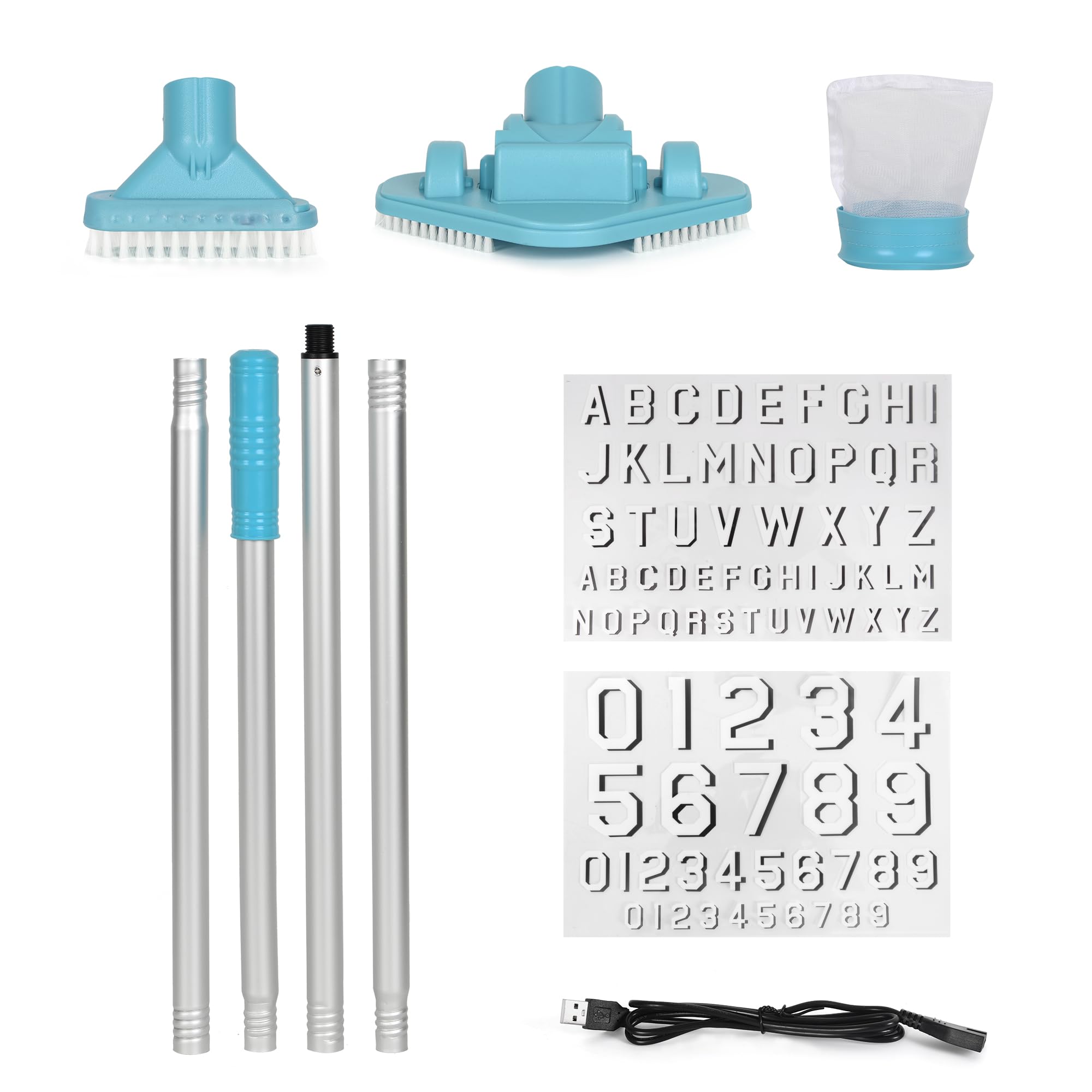 Rechargeable Cordless Pool Vacuum - Adjustable Pole & Brush Heads for Above-Ground Pools & Spas