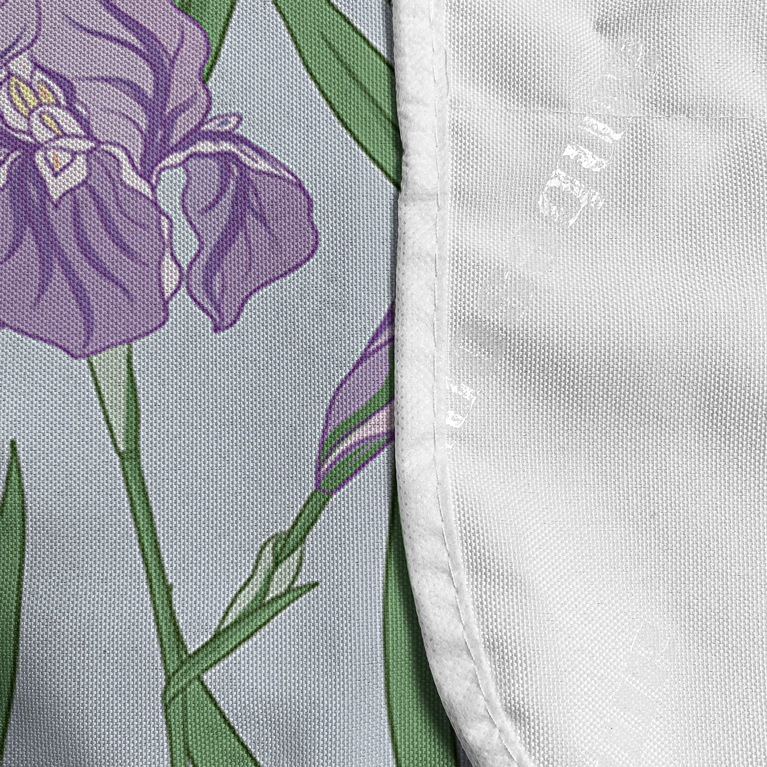 Ambesonne Floral Microwave Cover - Japanese Style Purple Iris & Green Leaves Botanical Design, Waterproof Kitchen Organizer with Pockets, 36