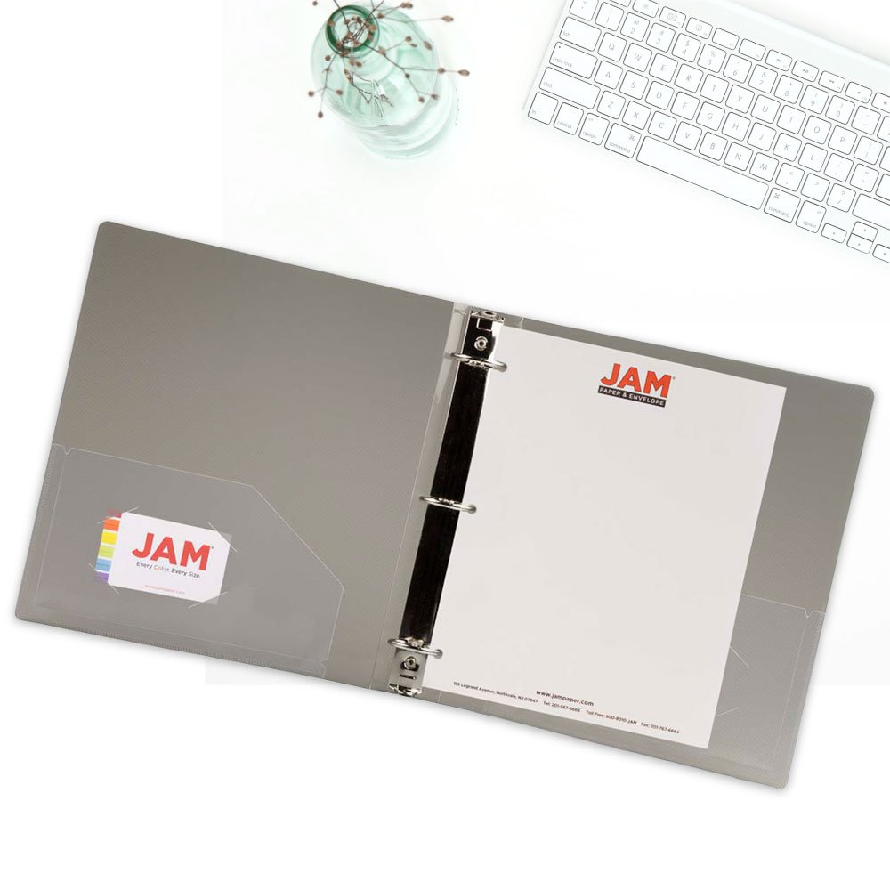 JAM PAPER Plastic 2 Inch Binder - Smoke Grey 3 Ring Binder - Bulk 12 Pack - Perfect for School, Office & Home Organization