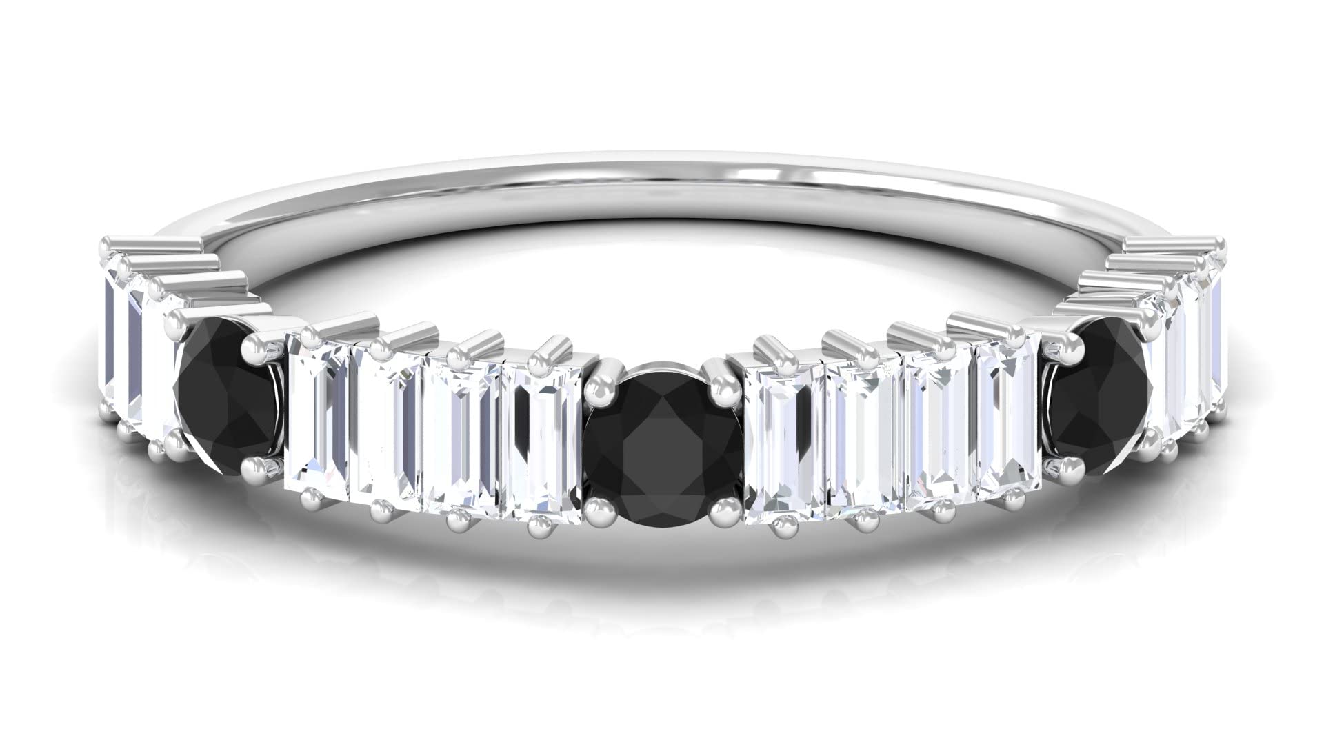 1.25 CT Black Onyx & Moissanite Ring for Women - 14K Solid Gold Semi Eternity Band, Elegant Black Onyx Jewelry Gift for Anniversary, Wedding, or Special Occasion