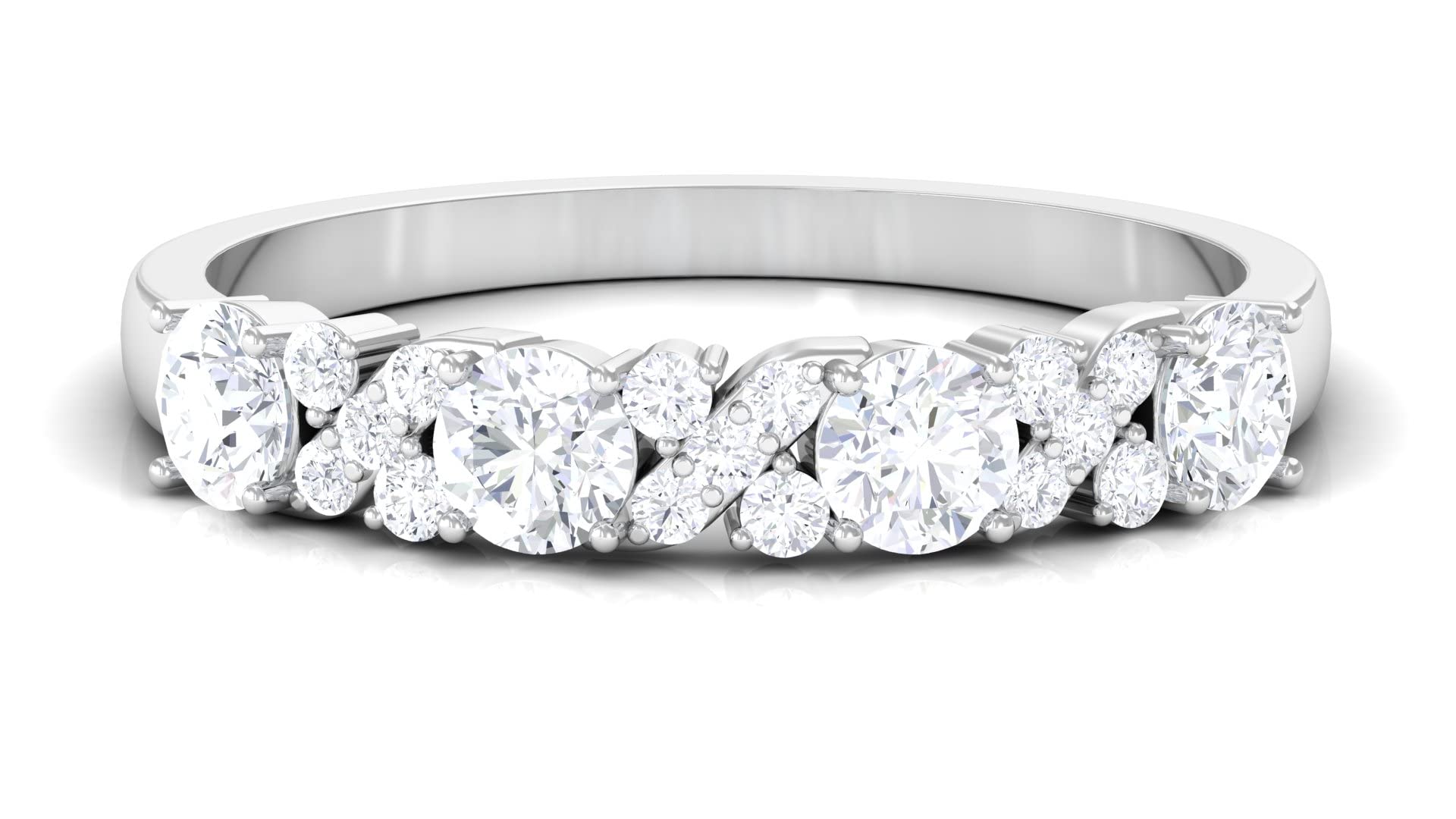 1 CT Moissanite 14K Solid Gold Half Eternity Ring for Women - Durable Wedding Band, Anniversary Gift, Promise Ring - Perfect for Bridal Jewelry & Special Occasions