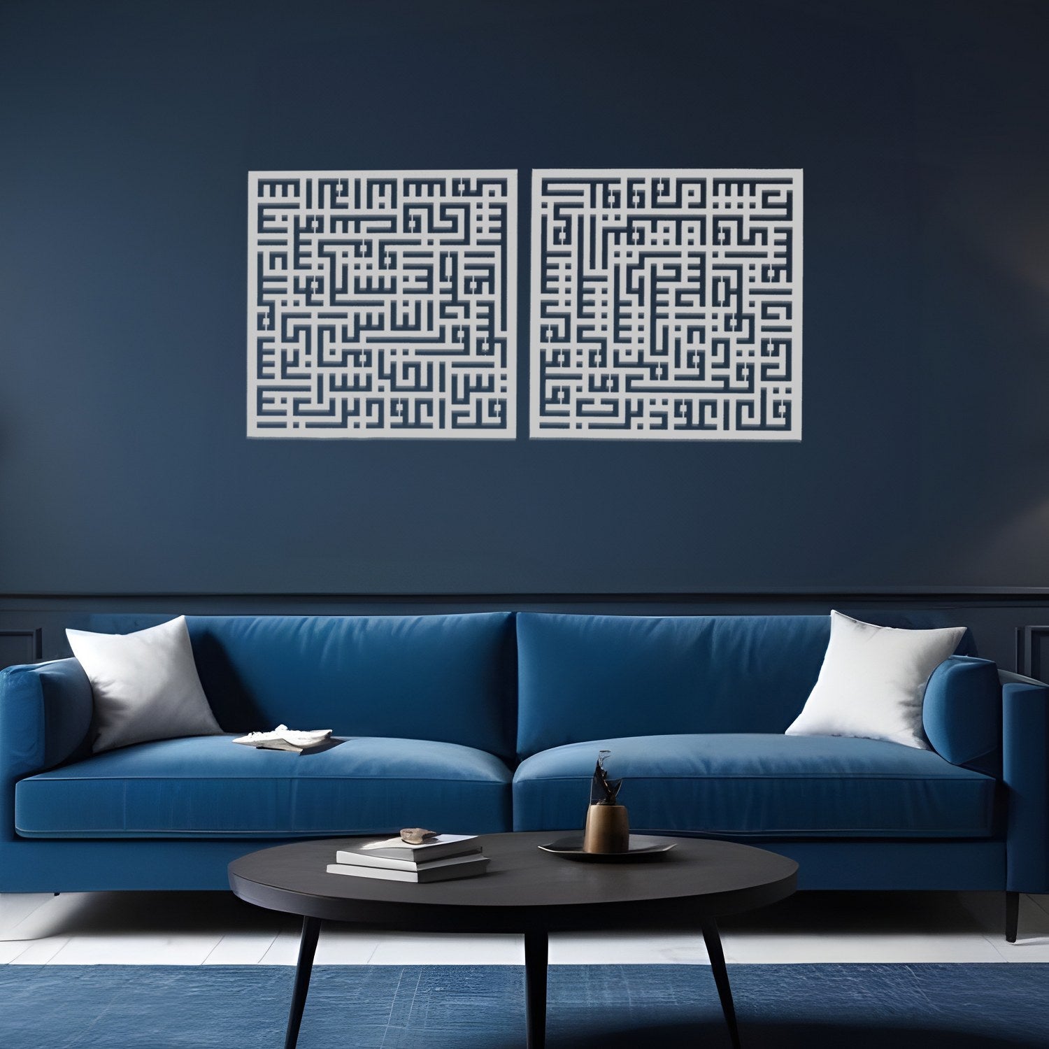 Beautiful Kufic Metal Islamic Wall Art - Ayatul Kursi, Surah Al Falaq & An Nas - Perfect for Home Decor, Mosque & Islamic Gift Giving