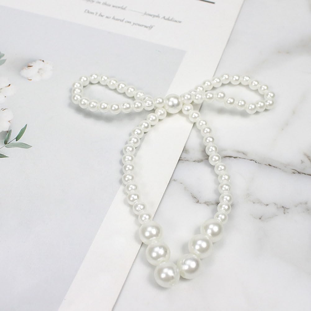 10PCS White Imitation Pearl Bow Cake Toppers - Elegant Cupcake Decorations for Birthday Parties, Baby Showers & Wedding Cakes | Perfect for DIY Desserts, Kids Celebrations & Special Occasions