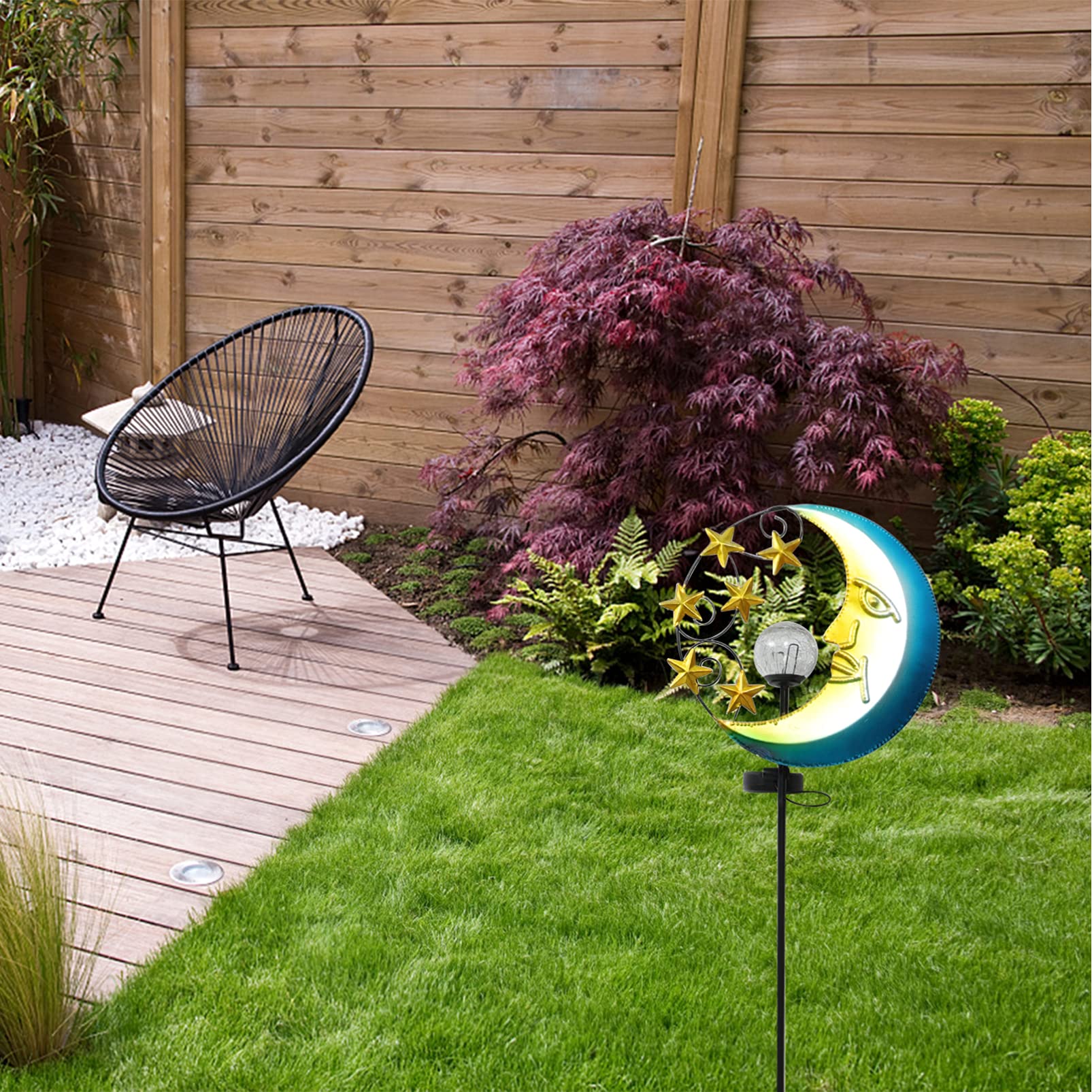 Solar Powered Moon & Star Shaped LED Ground Lights - Waterproof Outdoor Pathway Lighting for Garden, Lawn & Landscape Decoration | Perfect for Patios, Walkways & Backyard Ambience