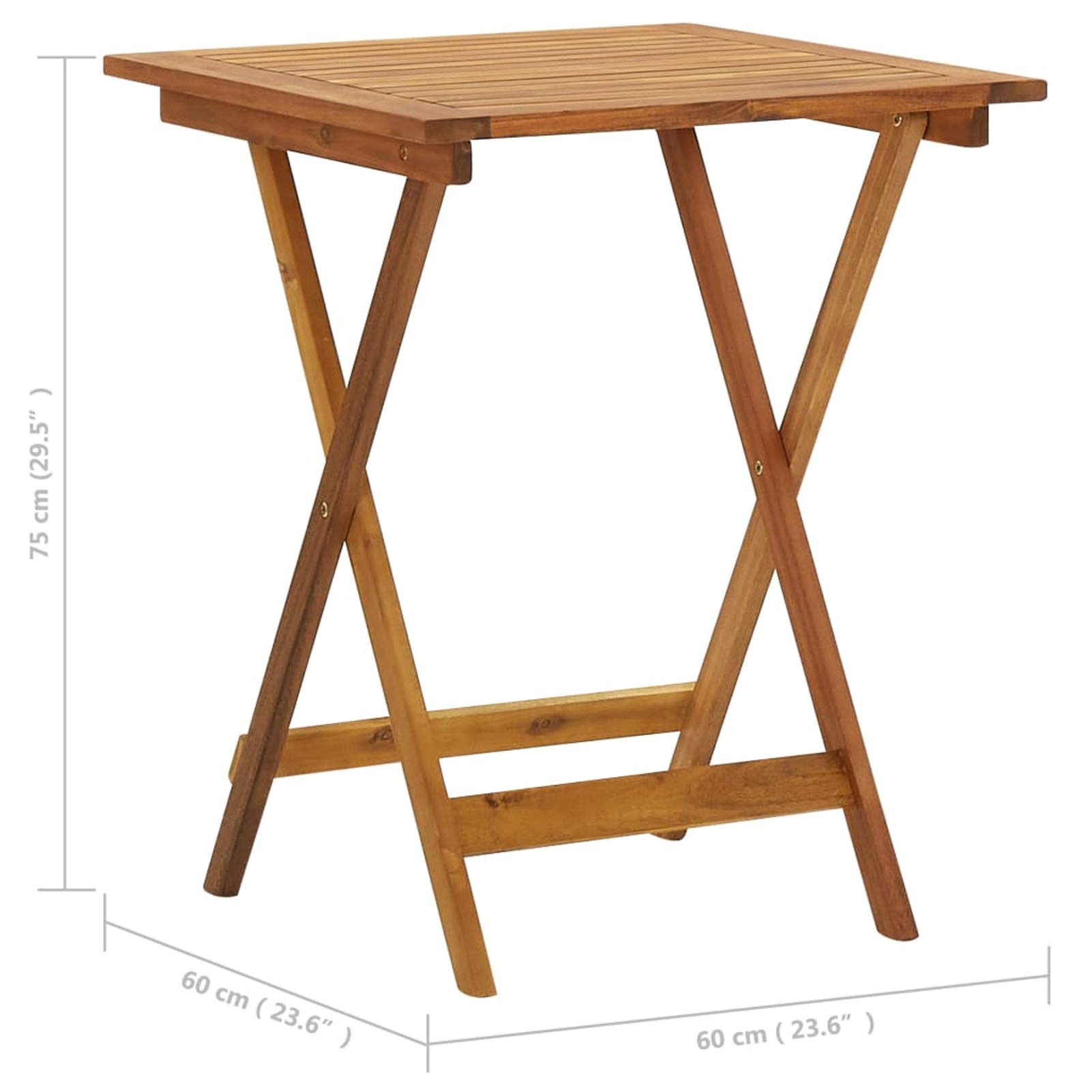 Tidyard Folding Acacia Wood Square Dining Table - 23.6 x 23.6 x 29.5 Inches Portable Camping Table for Outdoor, Garden, Balcony, Backyard & Indoor Use - Perfect for Picnics, BBQs, Patio Dining and Small Space Living