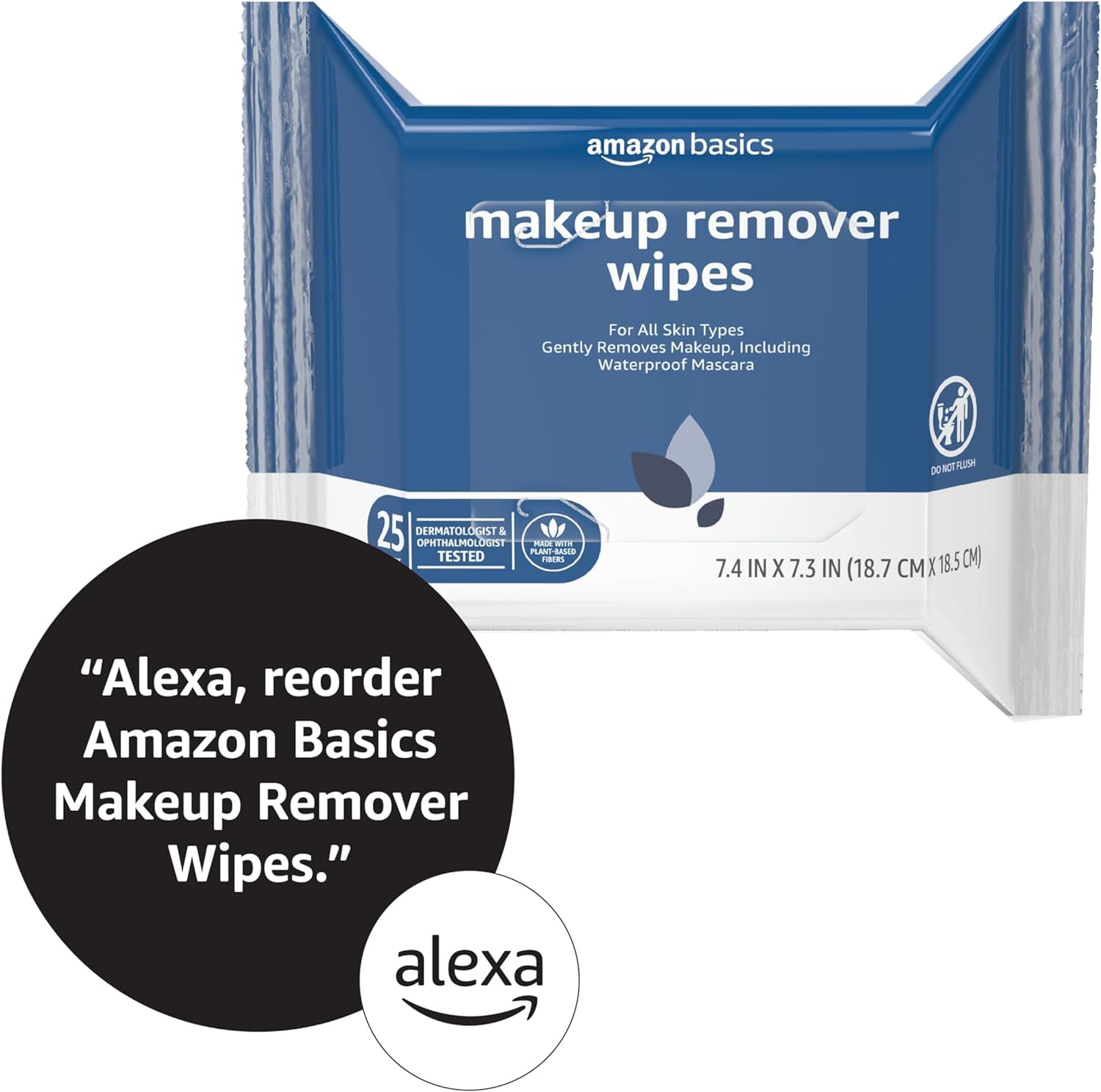 Amazon Basics Makeup Remover Wipes - 25 Count, Gentle & Hypoallergenic Facial Cleansing Towelettes for All Skin Types | Perfect for Travel, Gym & Daily Skincare Routine