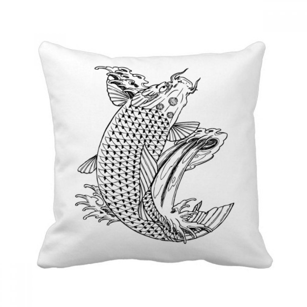 DIYthinker Fish Swimming Up Fast Hope Luck Throw Pillow Cover - Soft Decorative Cushion for Sofa, Bed, Dorm - Motivational Home Decor Gift for Friends & Family