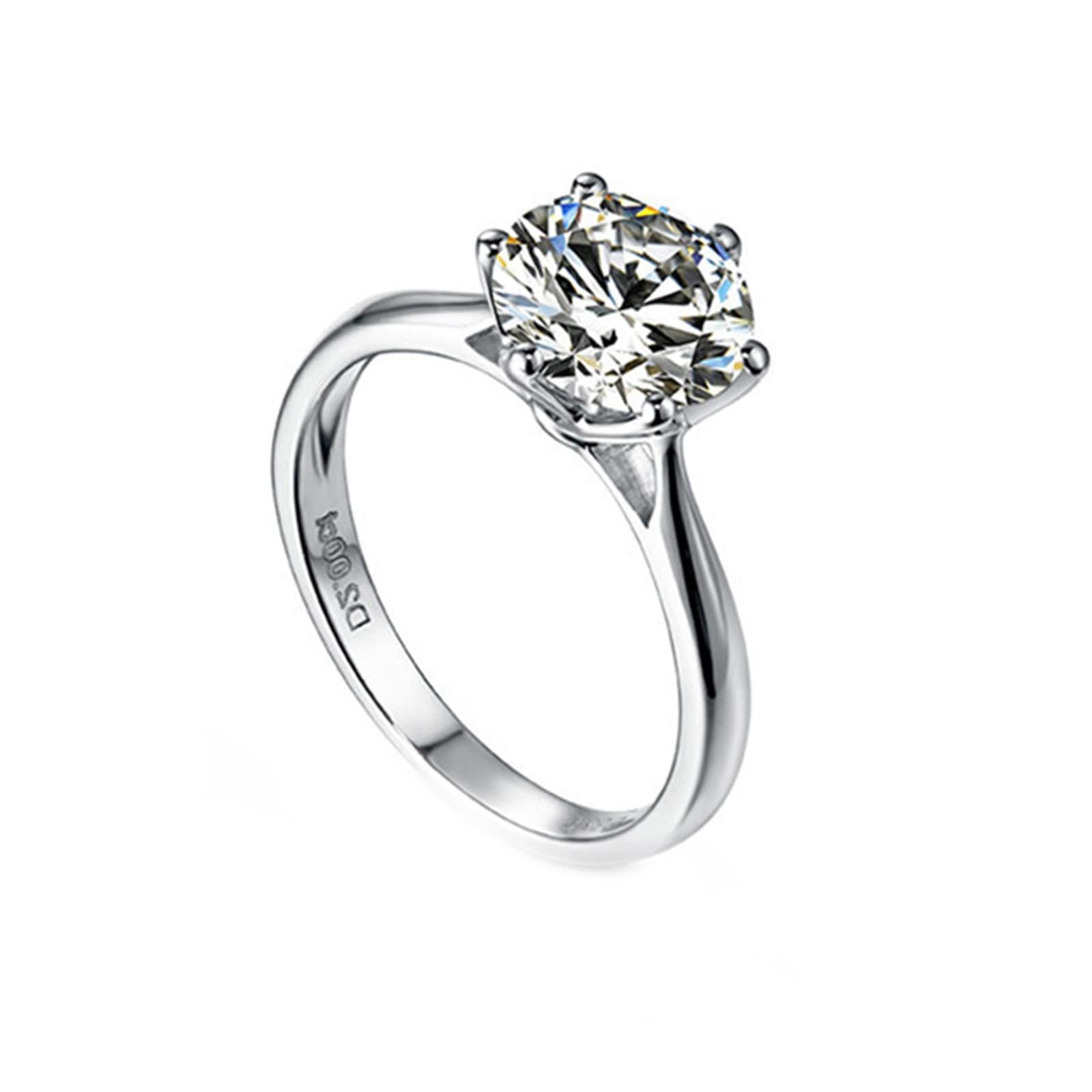 14K White Gold Moissanite Engagement Ring for Women - 1ct Round Cut Six Prong Crown Setting - Perfect for Proposals, Weddings & Anniversaries