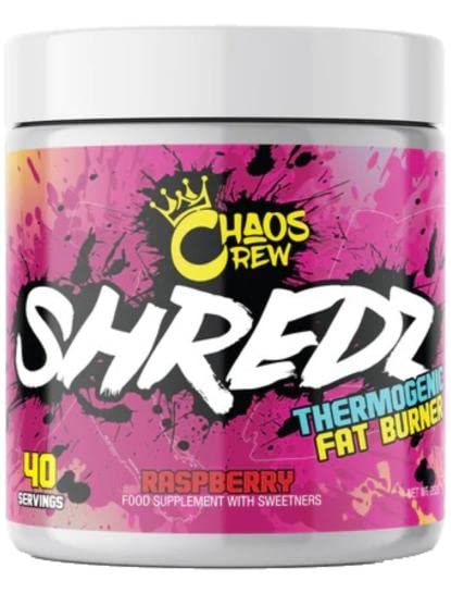 Chaos Crew Shredz Raspberry - 252g Sugar-Free Energy Chews for Workout & Gaming | Pre-Workout & Focus Boost | Keto & Vegan Friendly