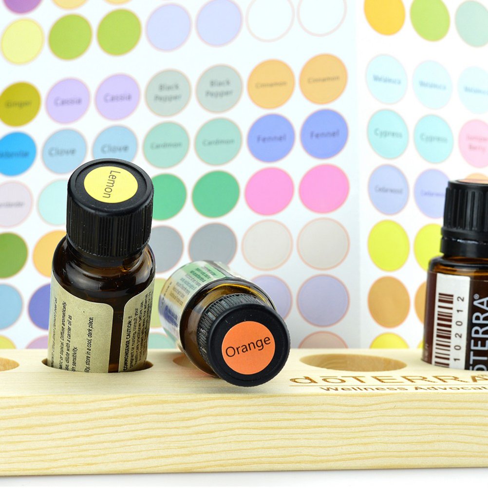 Frcool Essential Oil Labels - 5 Sheets for Bottle Caps & Jars - DIY Aromatherapy